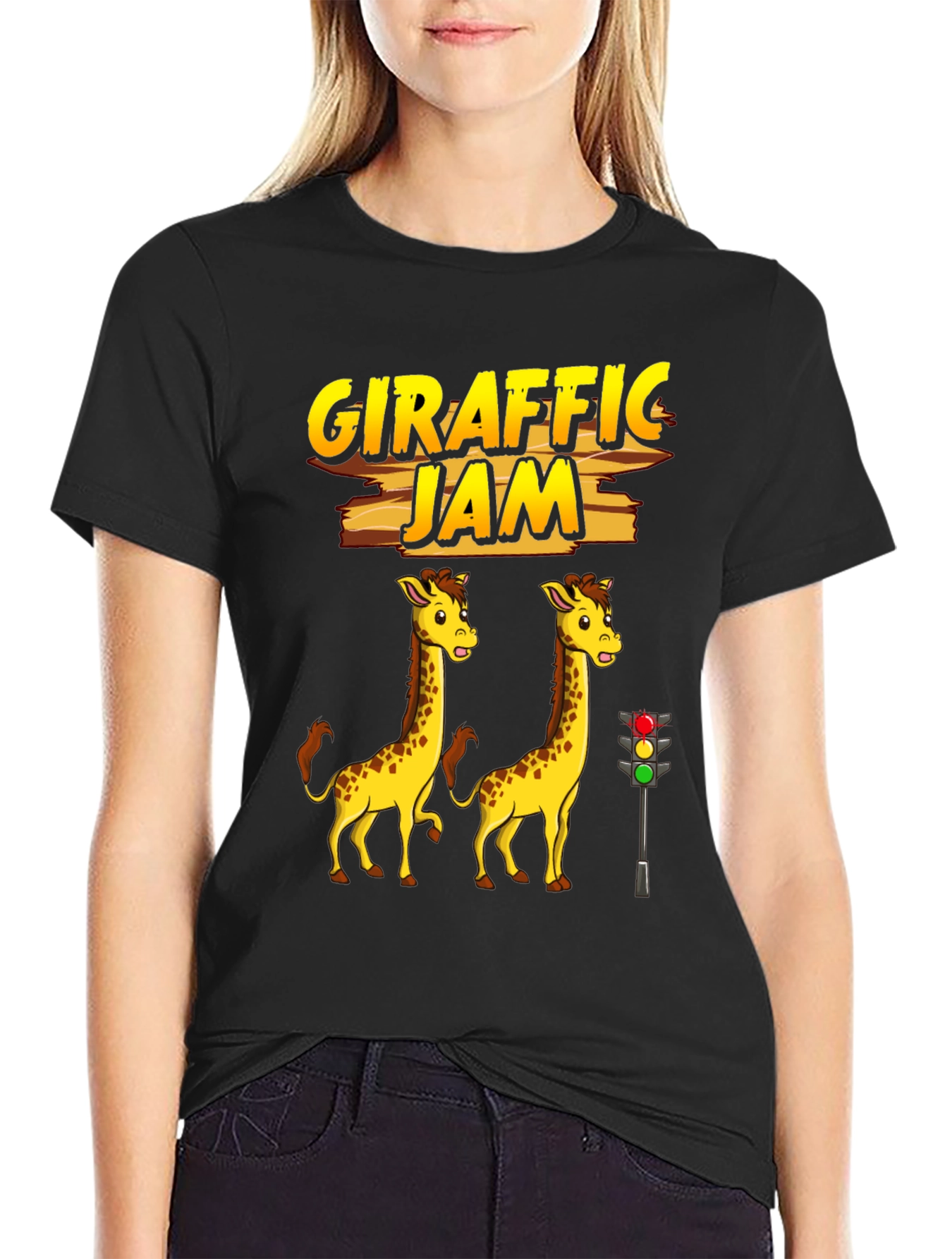 Black Girafffic Jam Tee - Funny Traffic Humor Shirt view 2