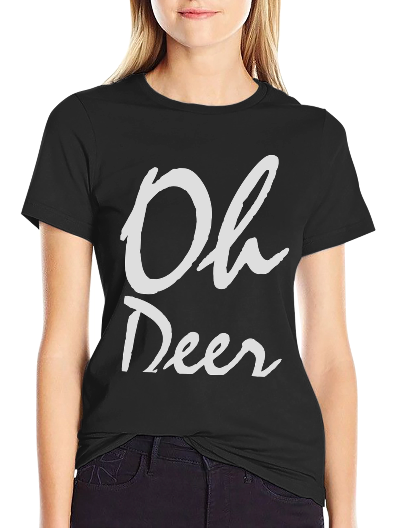 Black Oh Deer T-Shirt - Funny Graphic Tee view 2