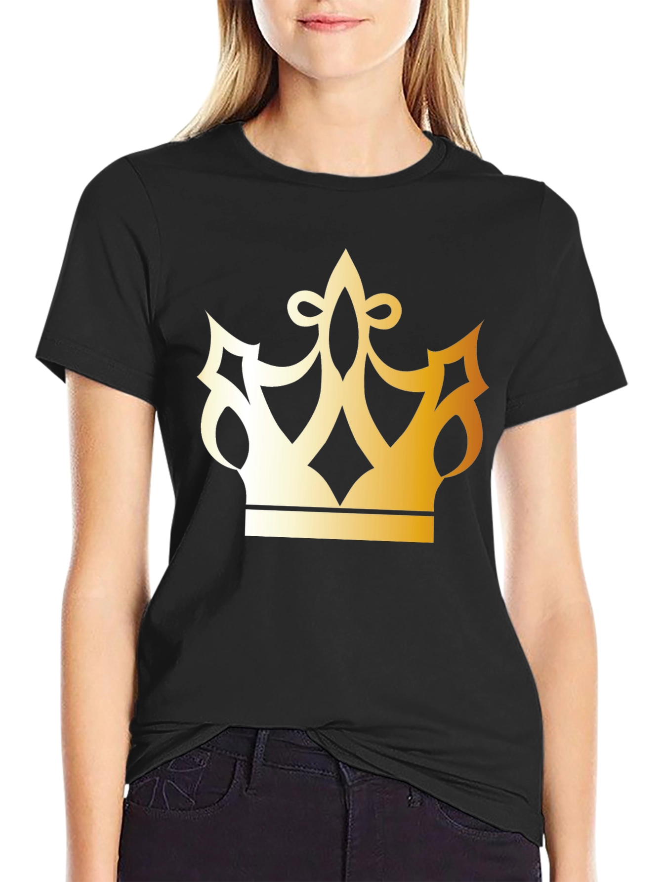 Black Golden Crown Graphic Black T-Shirt view 2