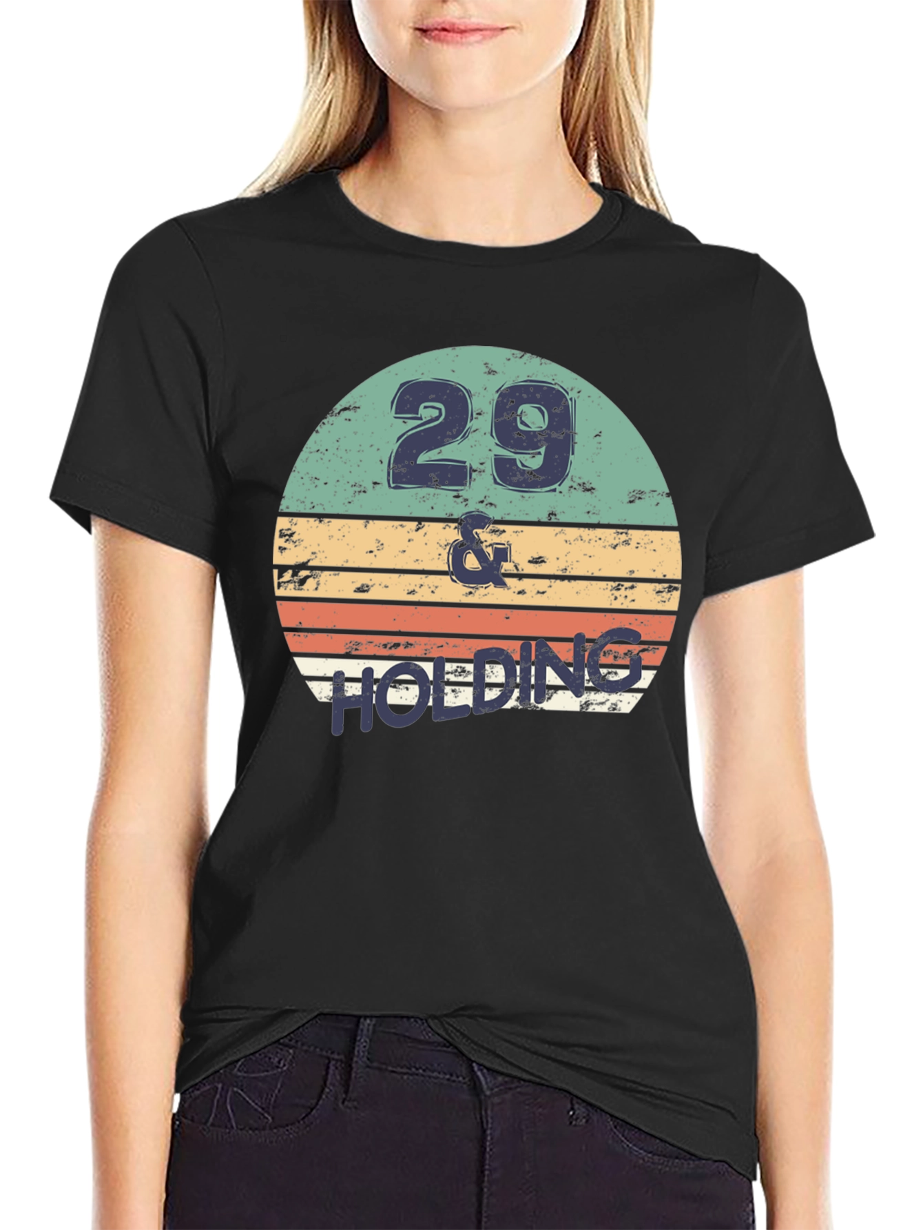 Black 29 & Holding Birthday T-Shirt Retro Design view 2
