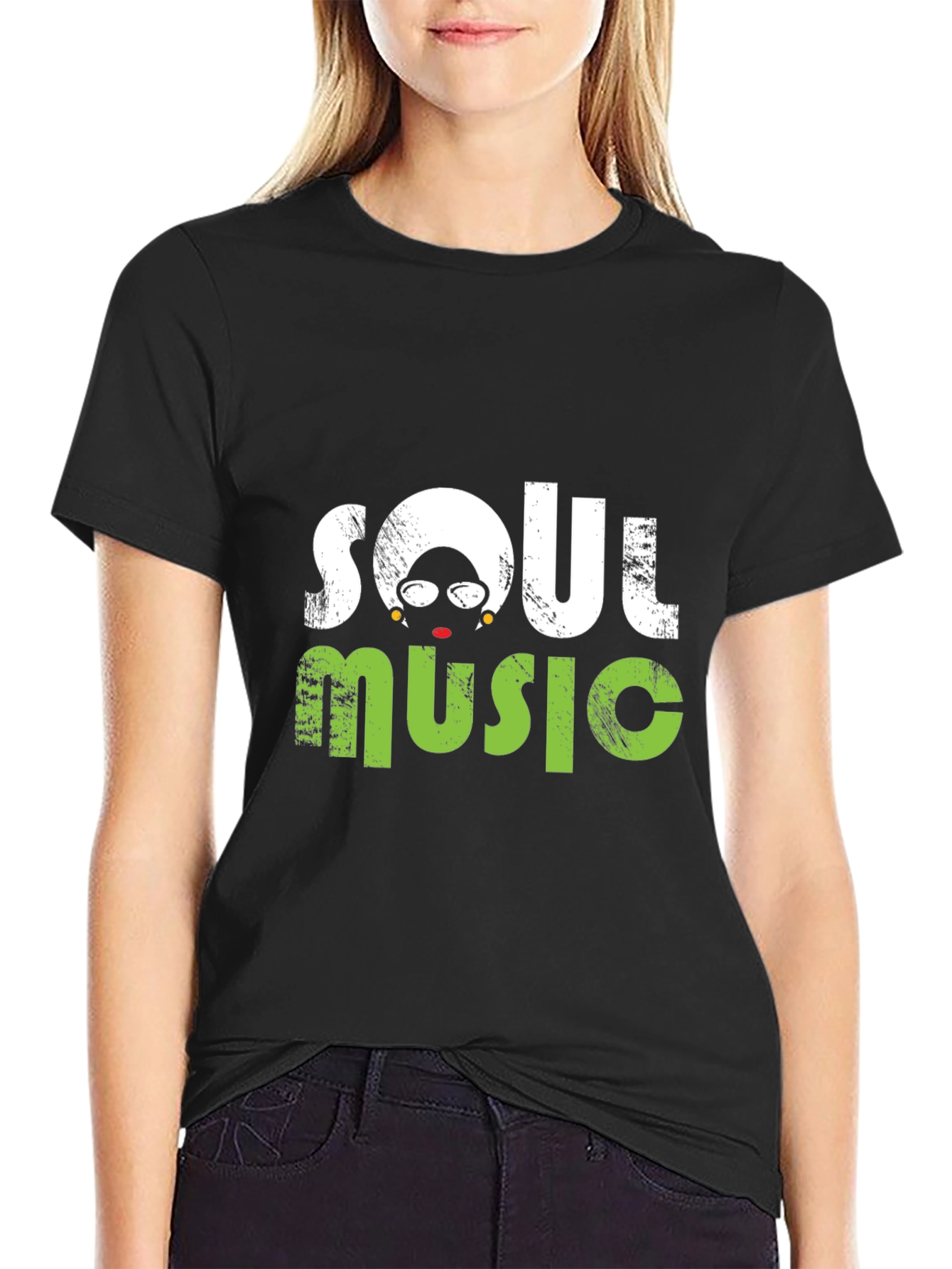 Black Soul Music Graphic Black T-Shirt view 2