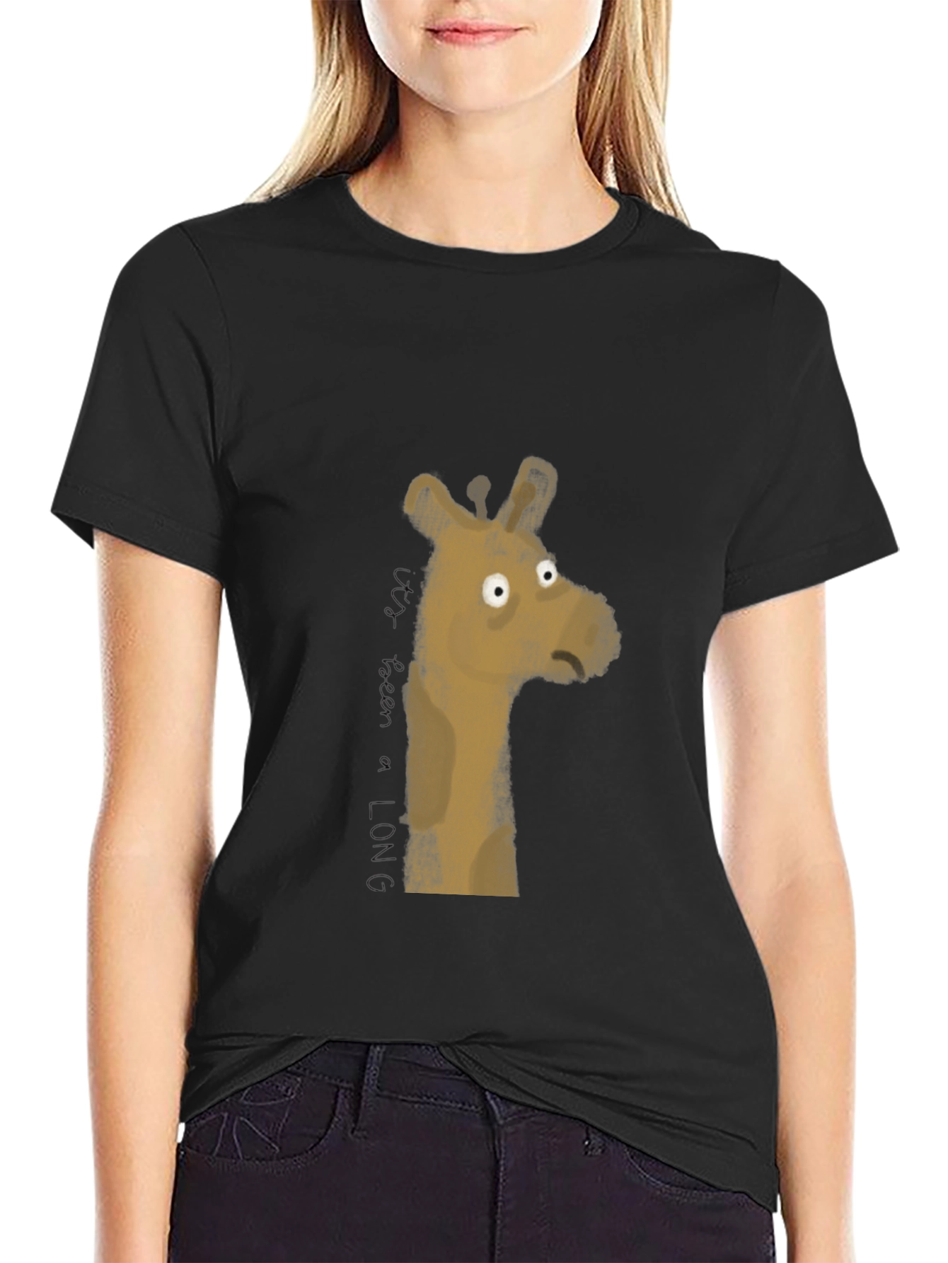 Black Men's Black Giraffe Graphic Tee view 2