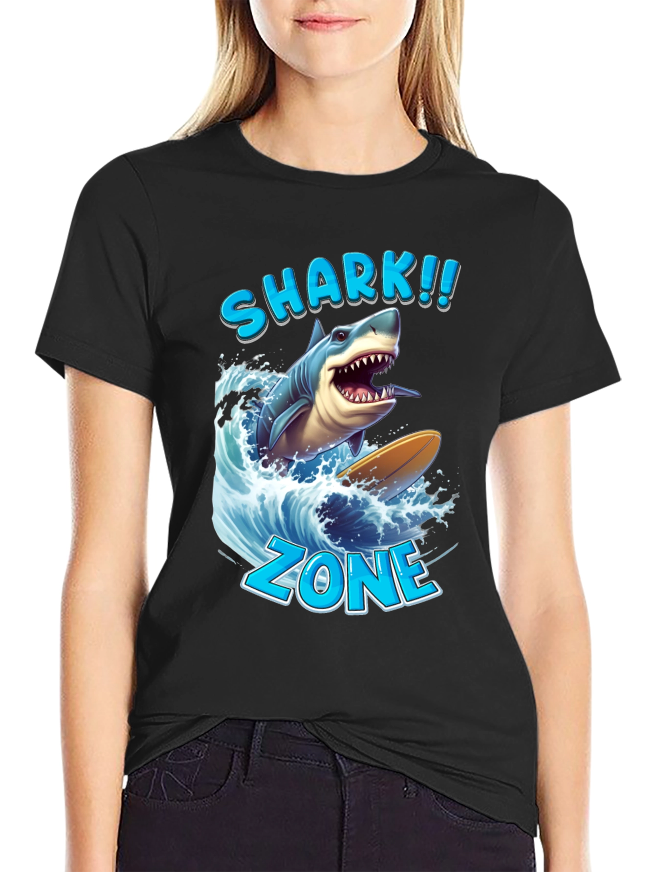 Shark Zone Graphic Tee - Surfing Shark Design - 2