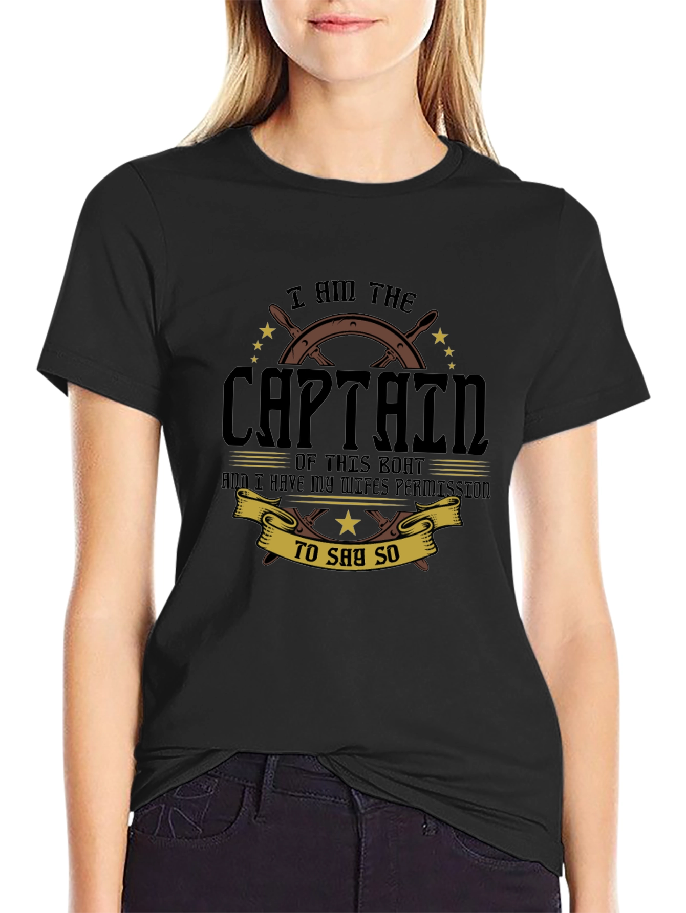 Black I Am The Captain T-Shirt view 2