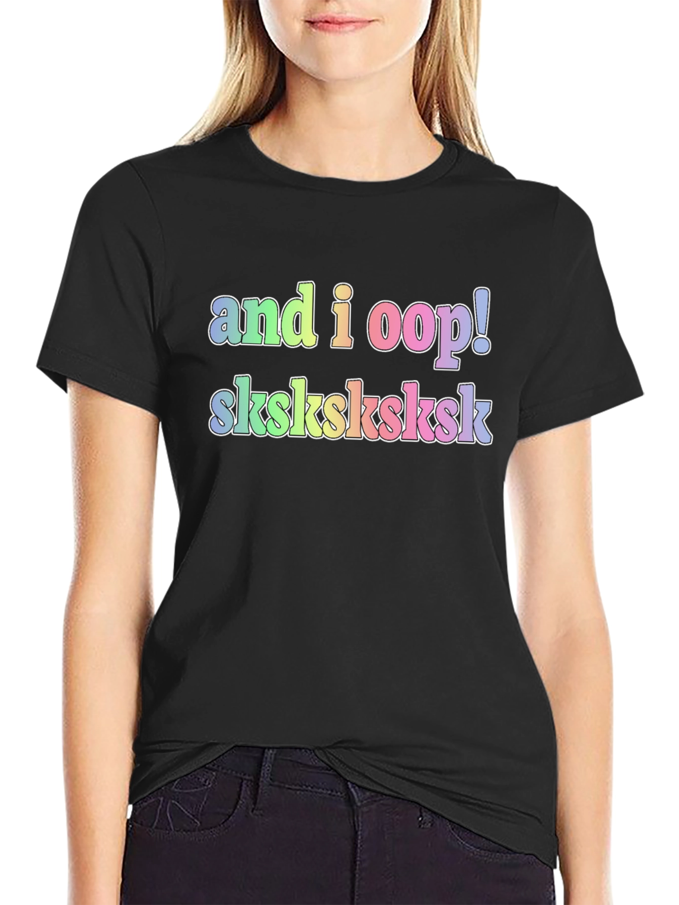 Black Trendy 'And I Oop!' T-Shirt view 2