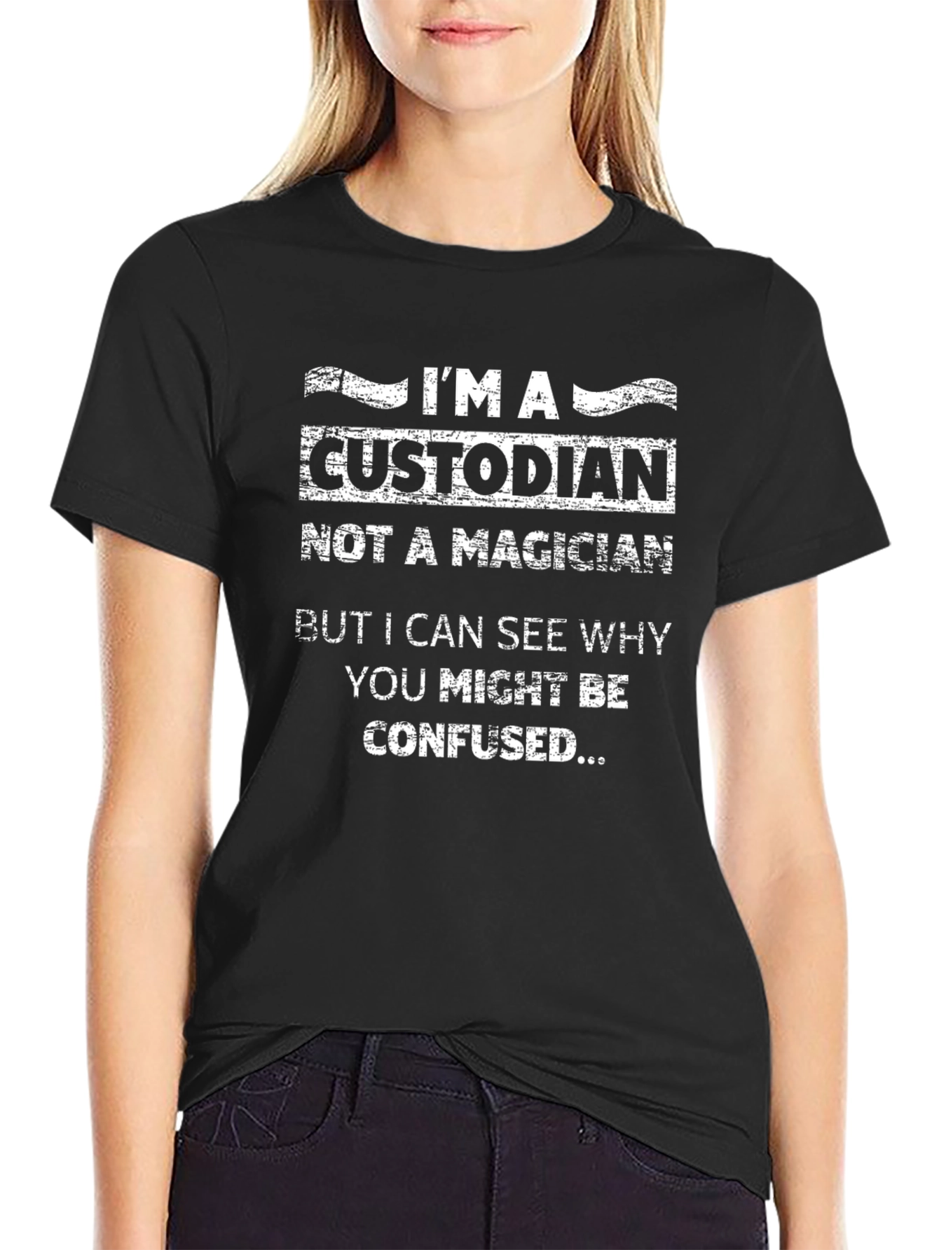 Black Custodian Humor Graphic T-Shirt view 2