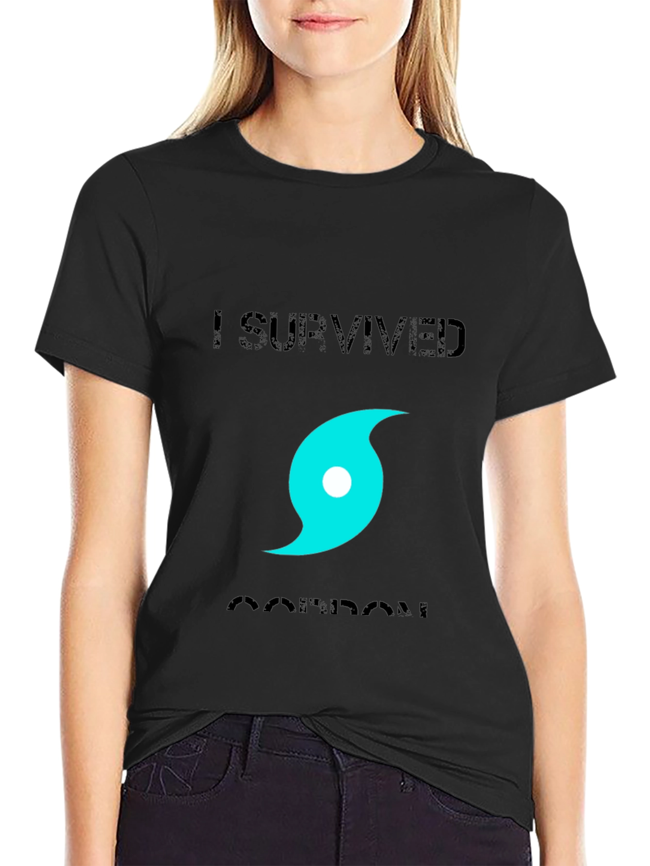 Black I Survived Hurricane T-Shirt view 2