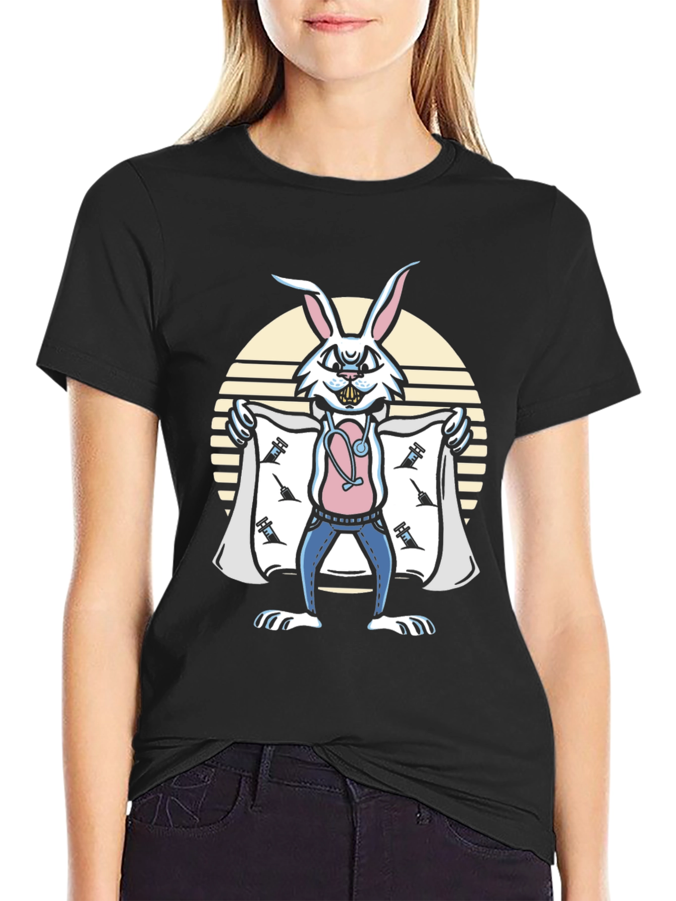 Black Rabbit Doctor Graphic Tee - Medical Humor view 2