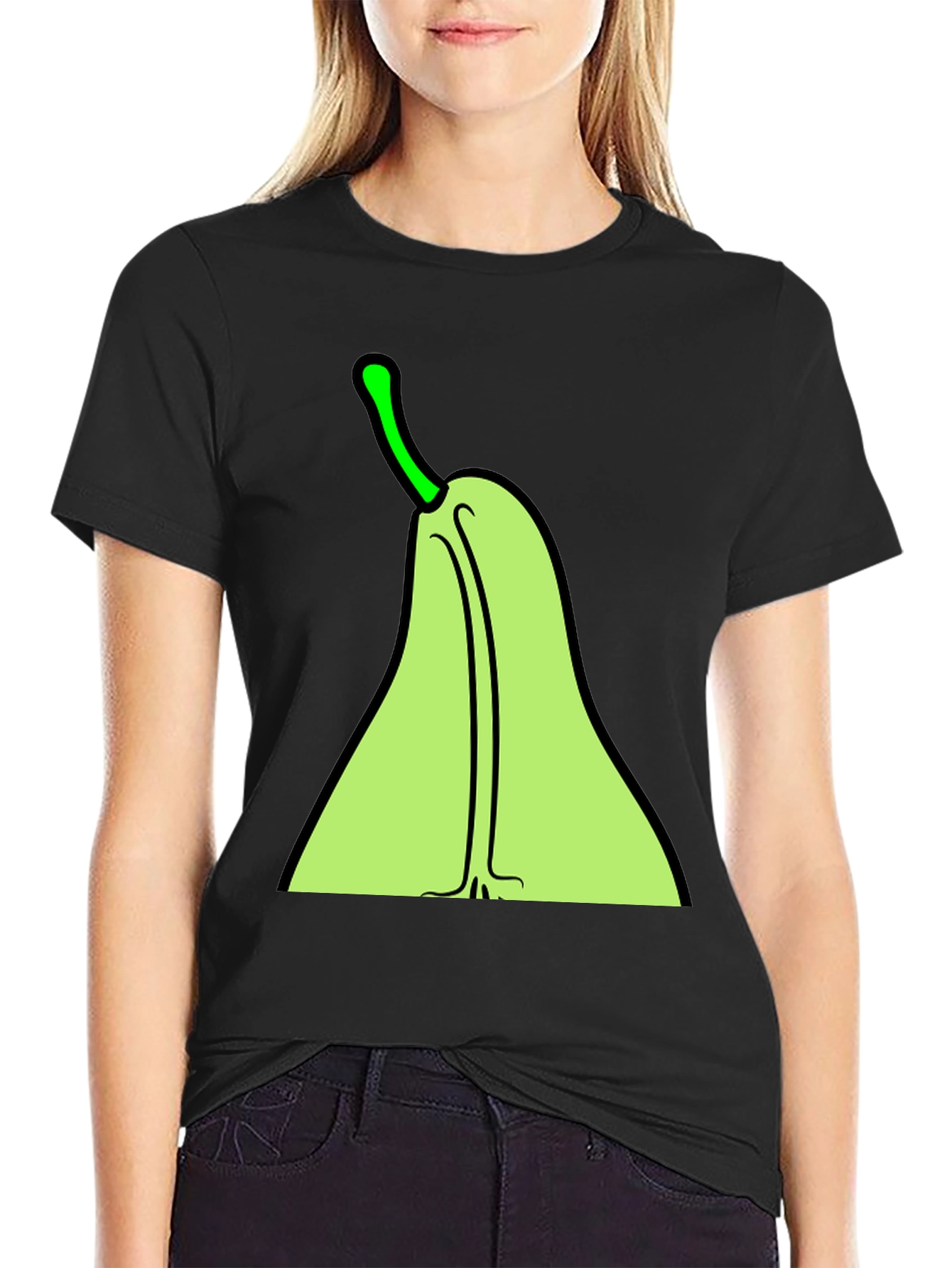 Black Pear Graphic Tee - Quirky Fruit T-Shirt view 2