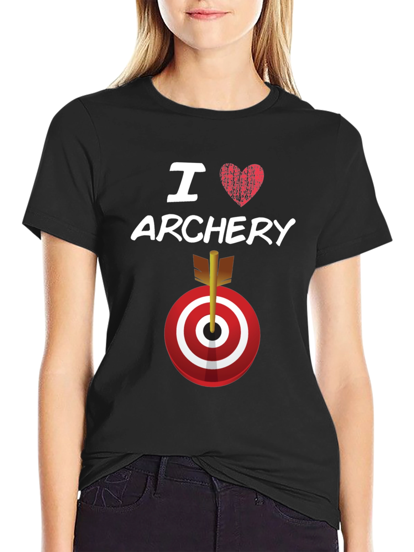 Black I Love Archery T-Shirt Target Arrow Graphic Tee view 2
