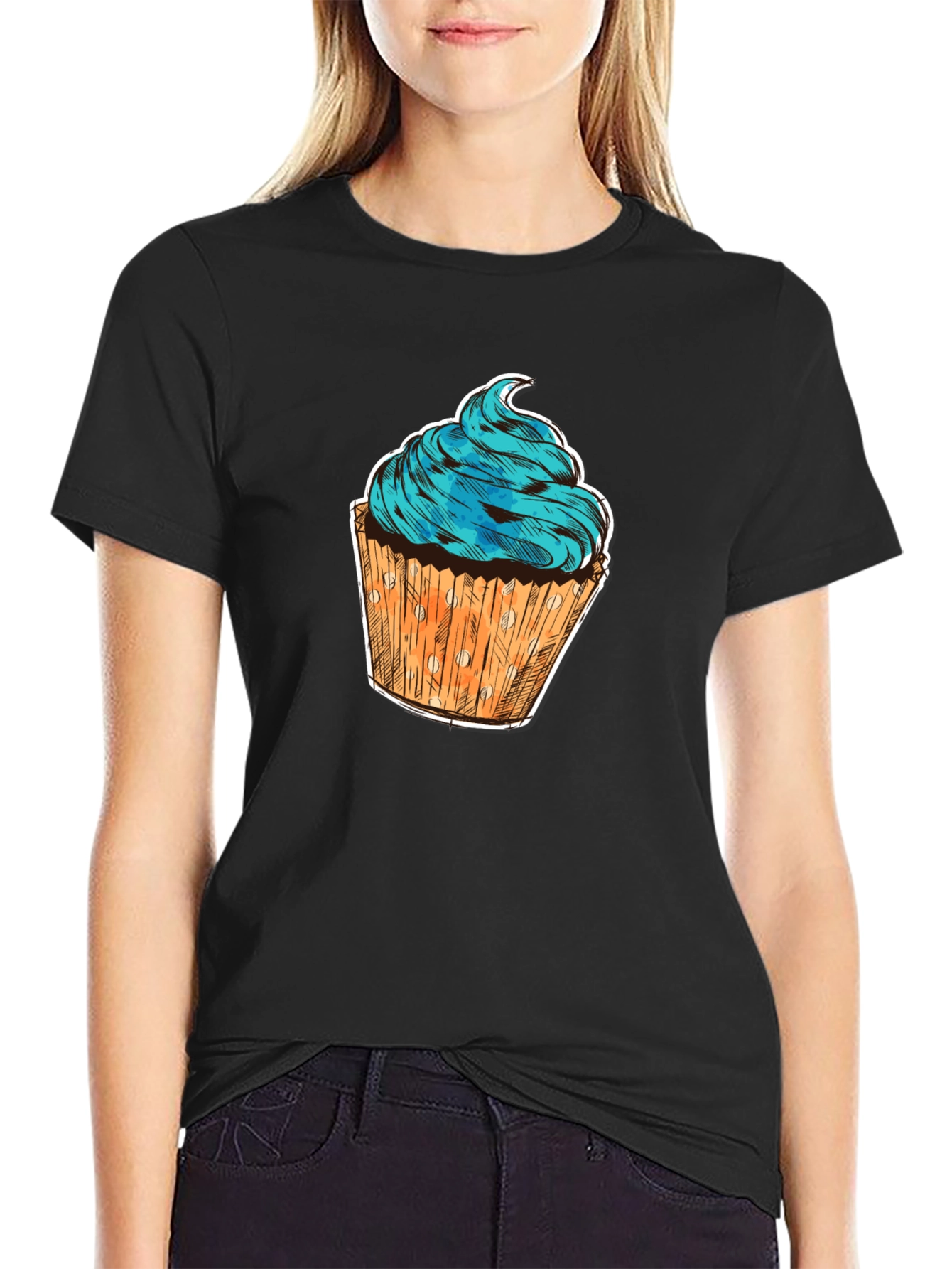 Black Cupcake Graphic T-Shirt - Sweet Treat Design view 2