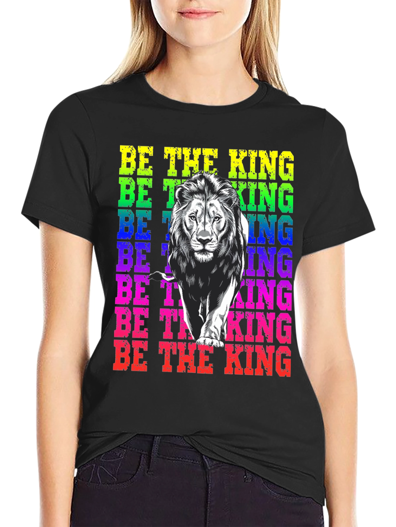 Black Be the King Lion Graphic Tee - Men's Black T-Shirt view 2