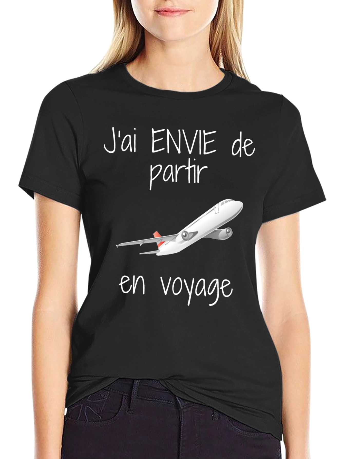 Black Travel T-Shirt - "J'ai envie de partir en voyage" view 2