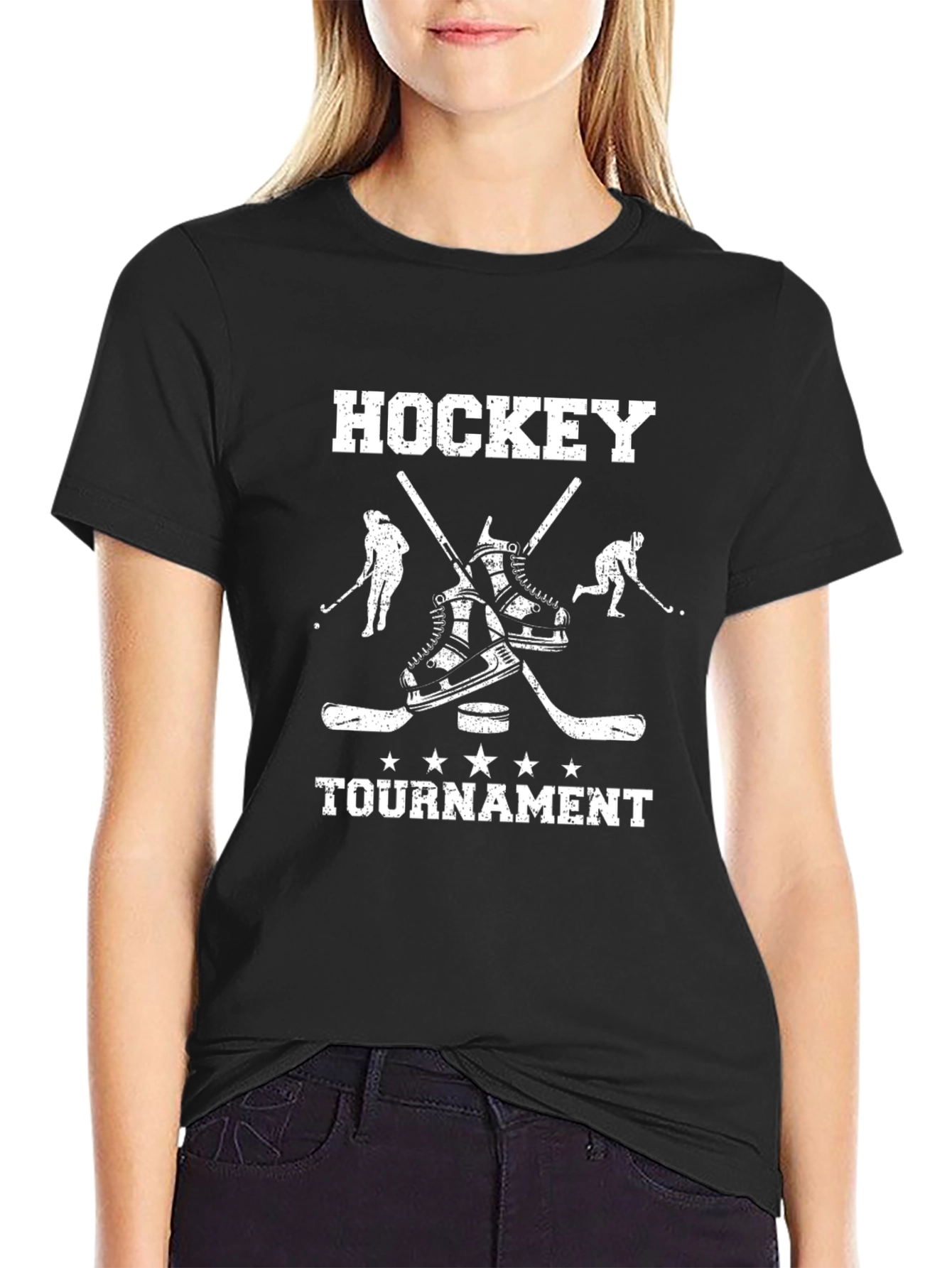 Black Hockey Tournament Black Graphic Tee view 2