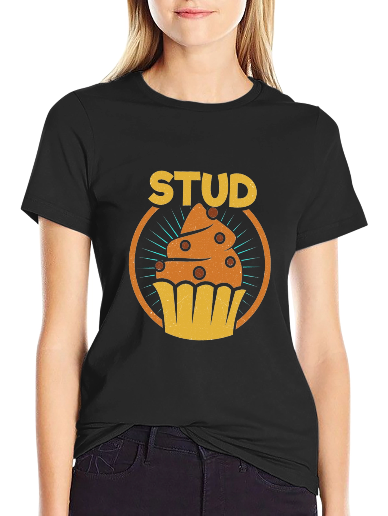 Black Stud Muffin Graphic Tee - Novelty Men's T-Shirt view 2
