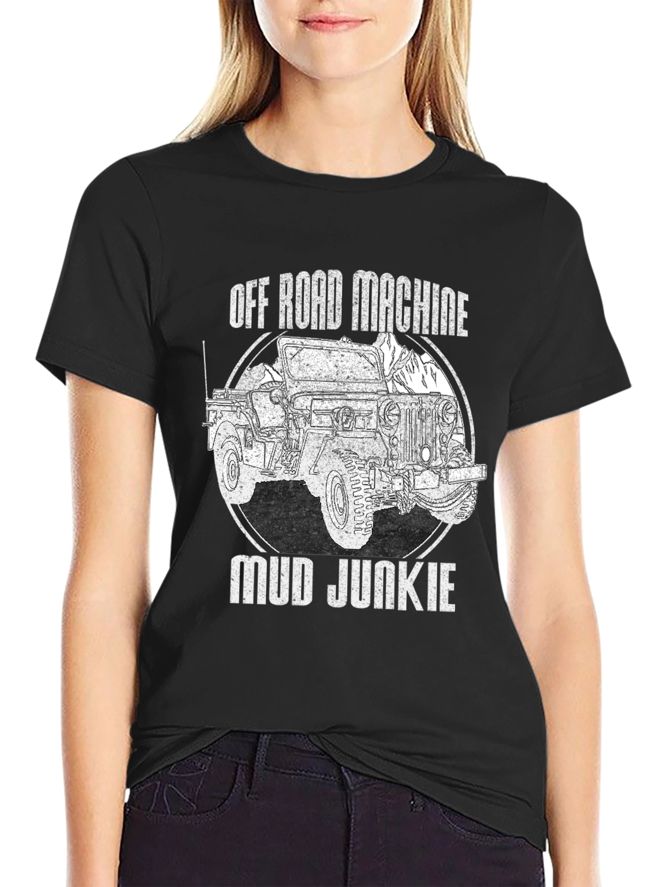Black Off Road Machine Mud Junkie Black T-Shirt view 2