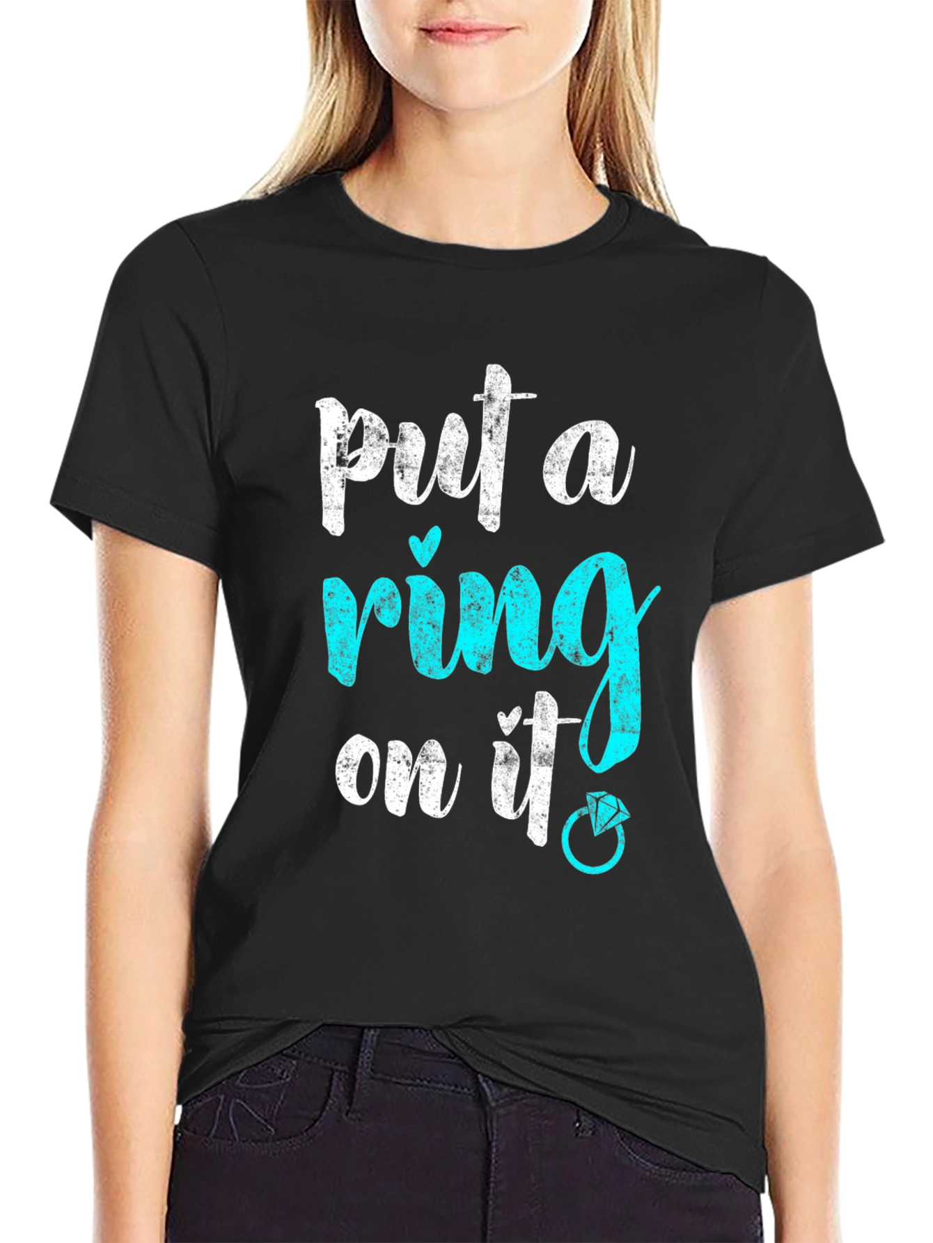 Black Put a Ring On It! Engagement T-Shirt view 2