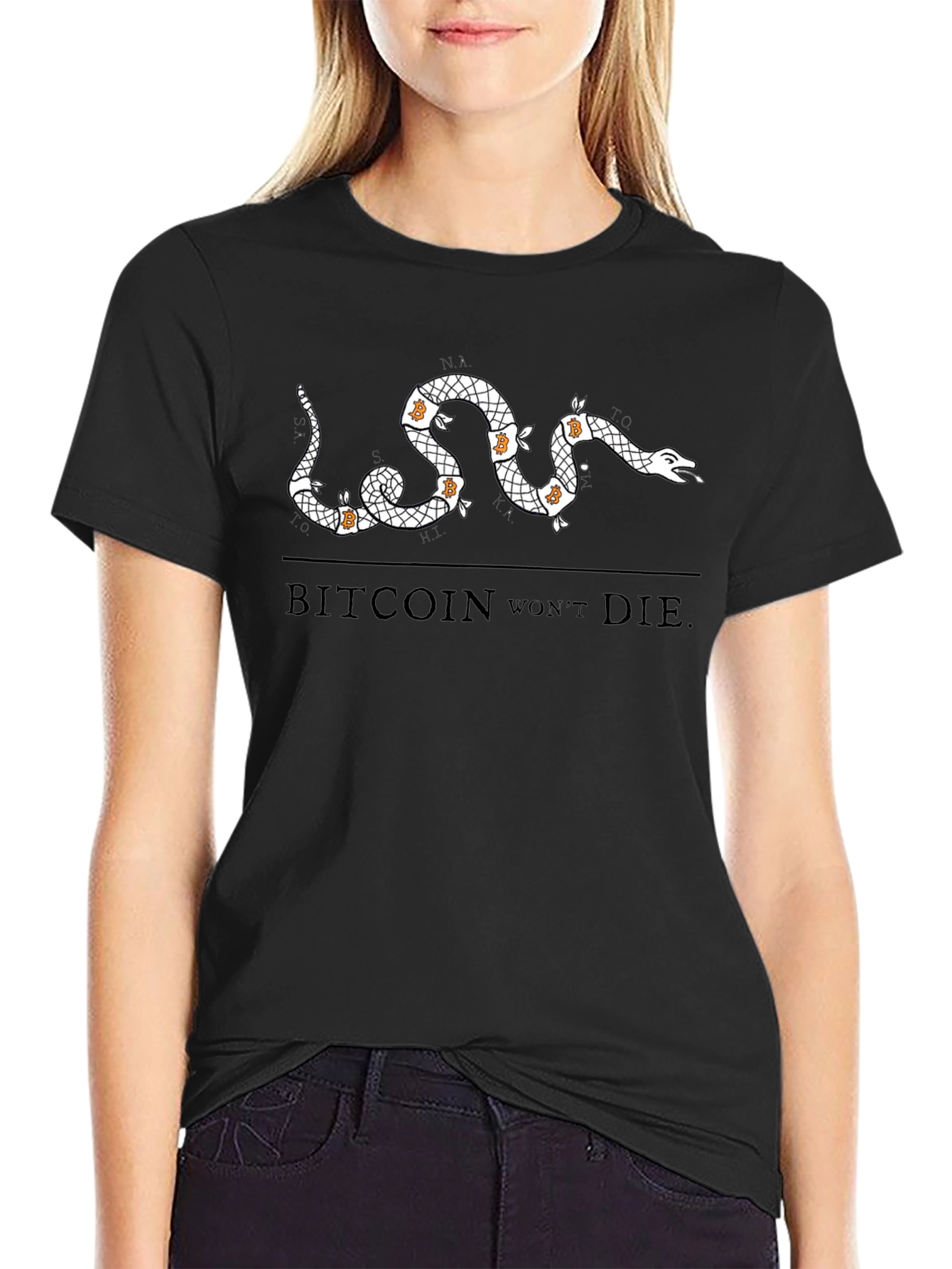 Black Bitcoin Won't Die T-Shirt view 2