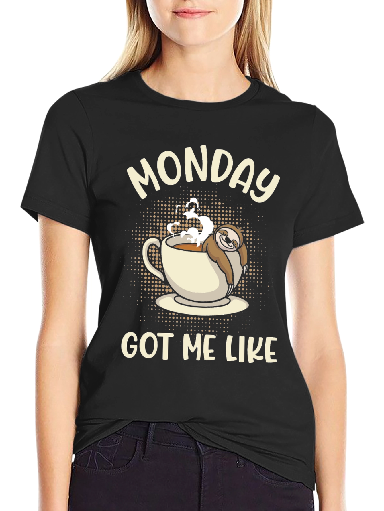 Black Monday Sloth Coffee T-Shirt view 2