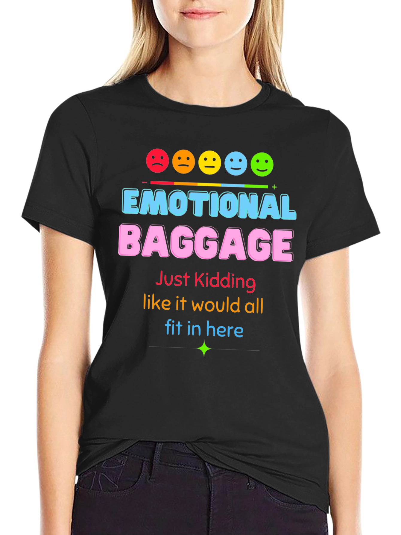 Black Emotional Baggage Graphic T-Shirt - Funny & Stylish! view 2