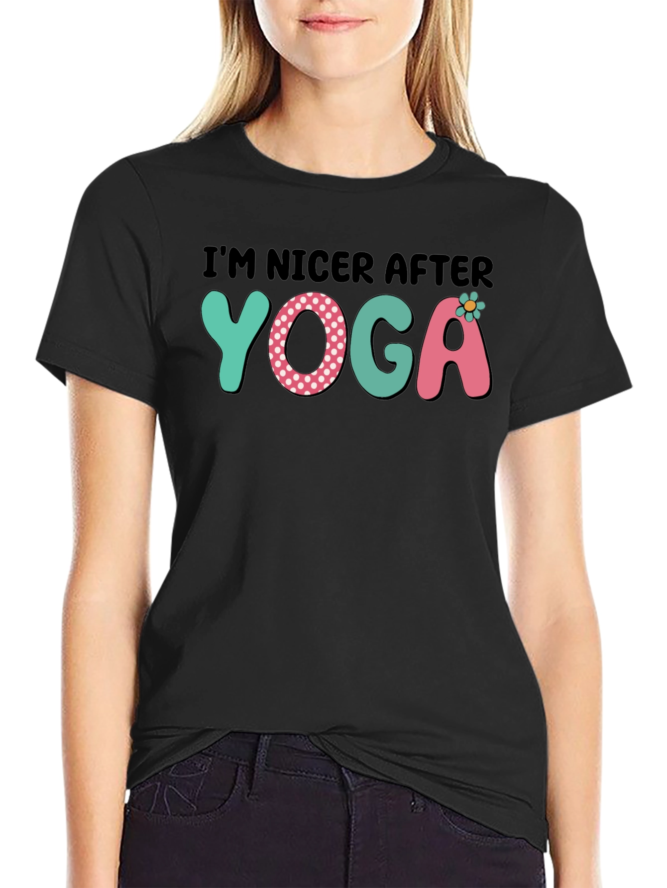 Black I'm Nicer After Yoga Graphic Tee view 2