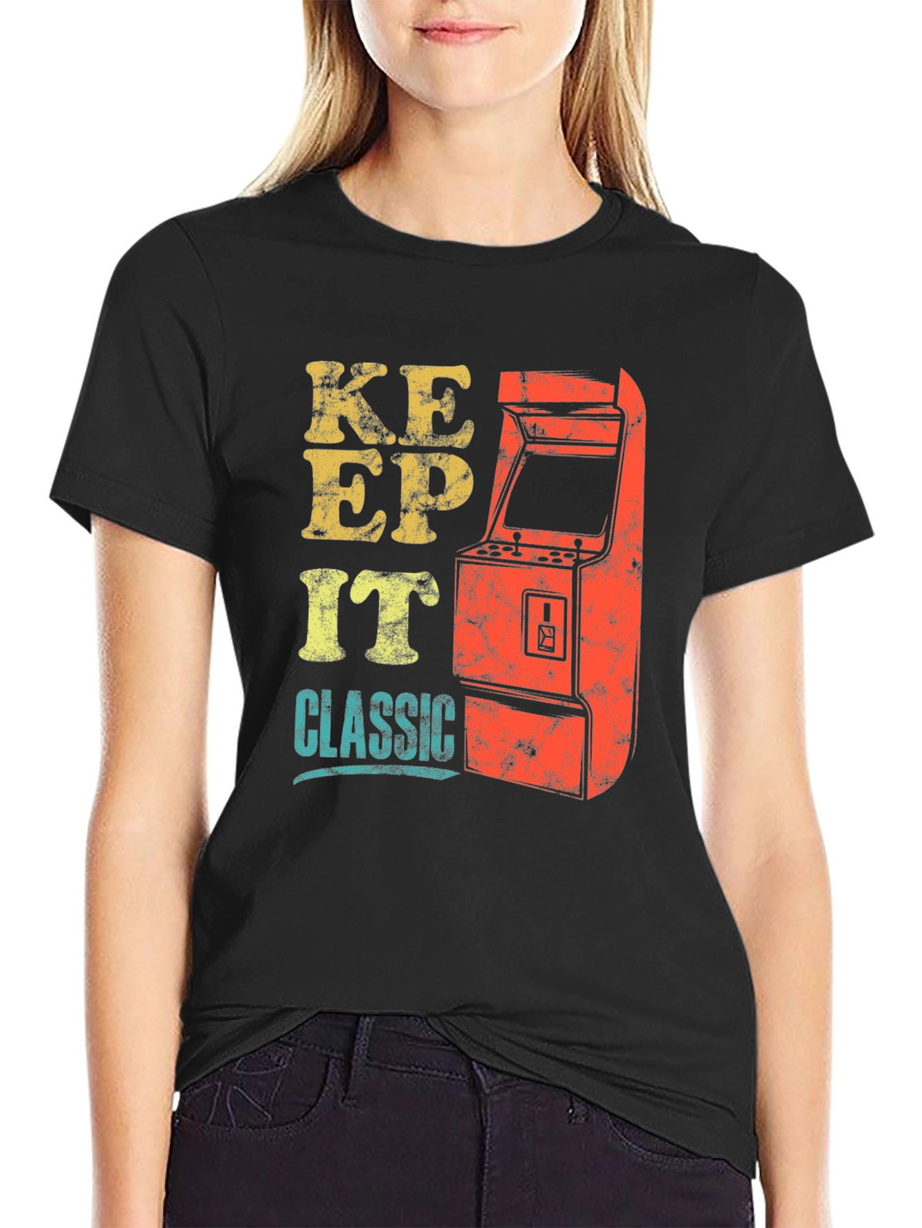 Black Keep It Classic Retro Arcade Gamer T-Shirt view 2