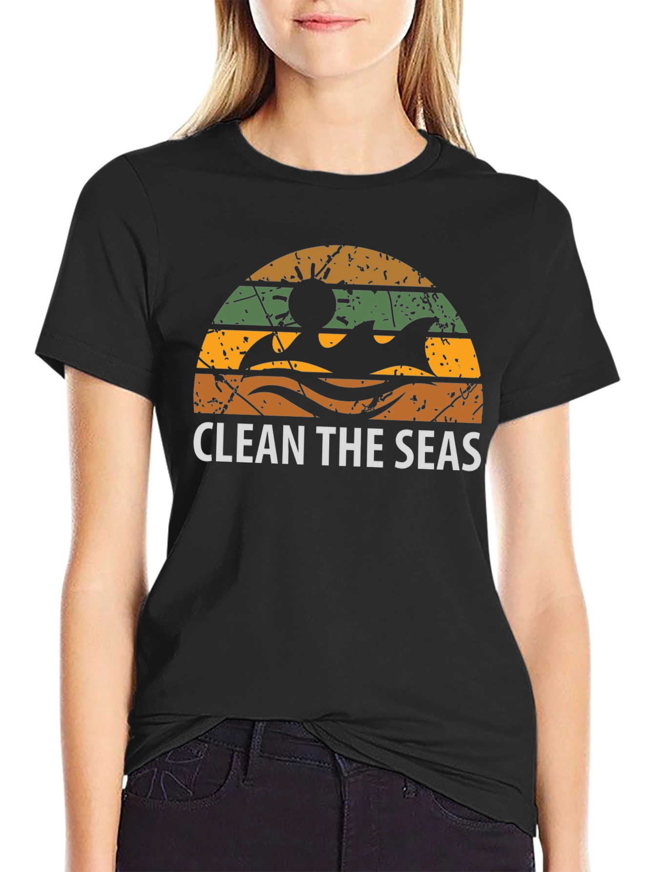 Black Clean the Seas Graphic Tee - Black view 2