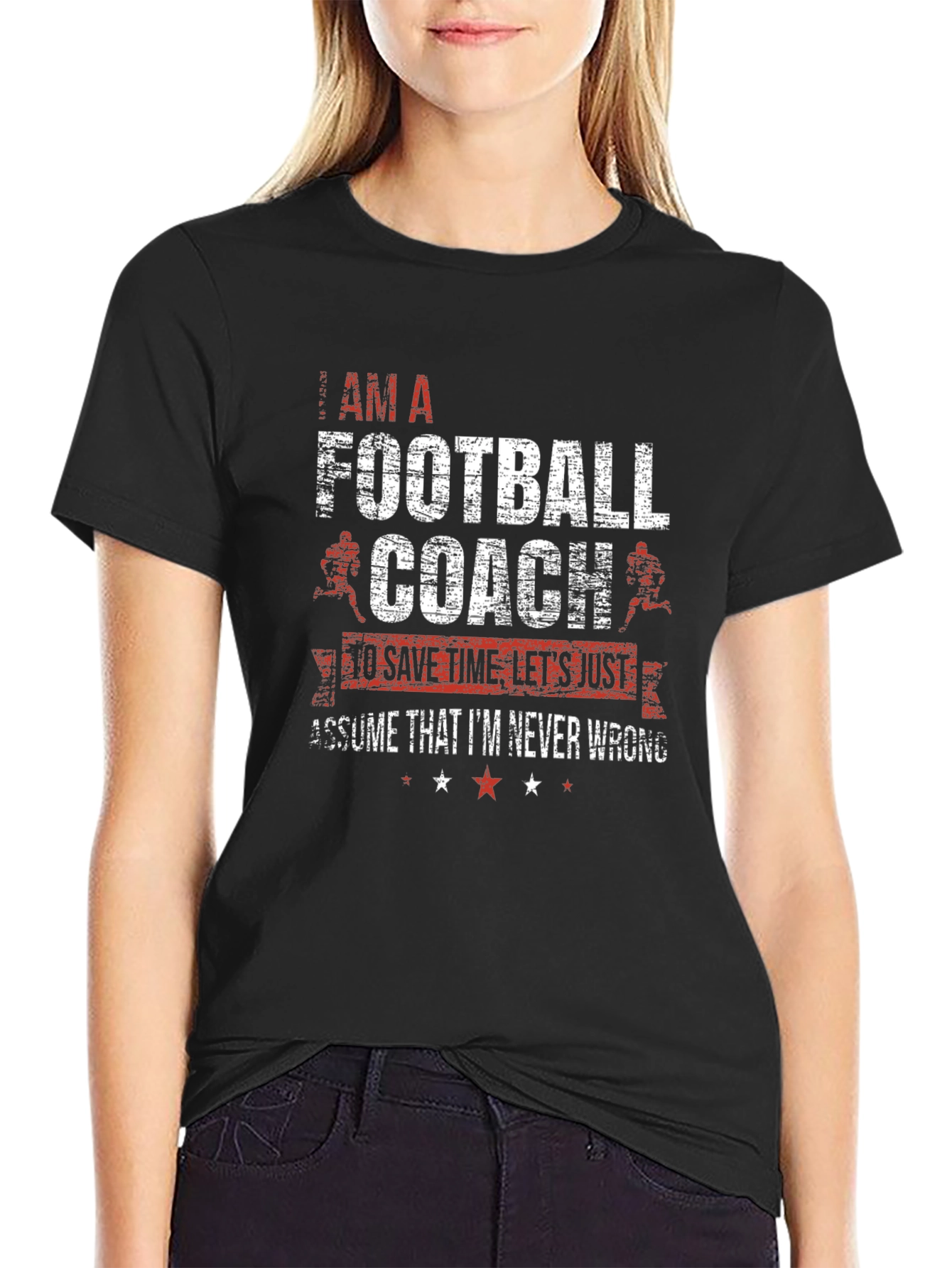 Black Football Coach T-Shirt - Never Wrong view 2