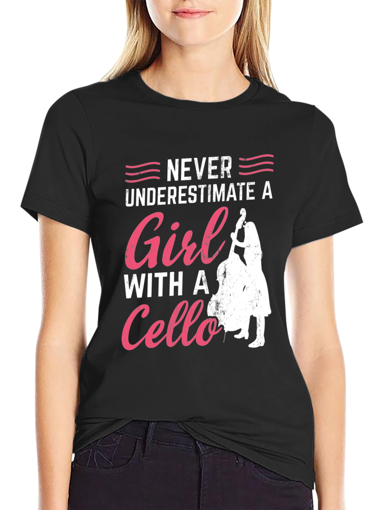 Black Never Underestimate A Girl With a Cello T-Shirt view 2