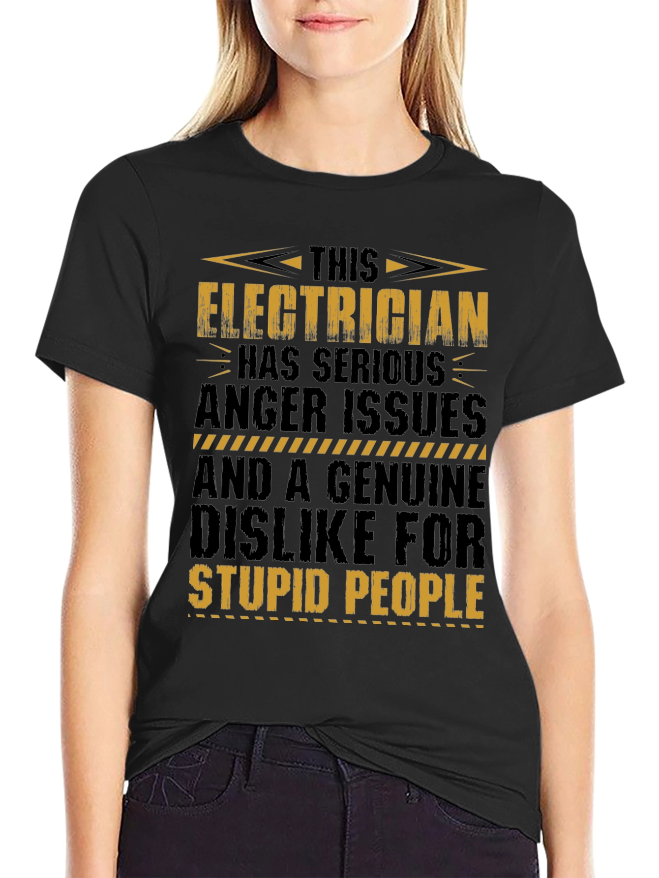 Black Electrician T-Shirt: Serious Anger Issues Funny Tee view 2