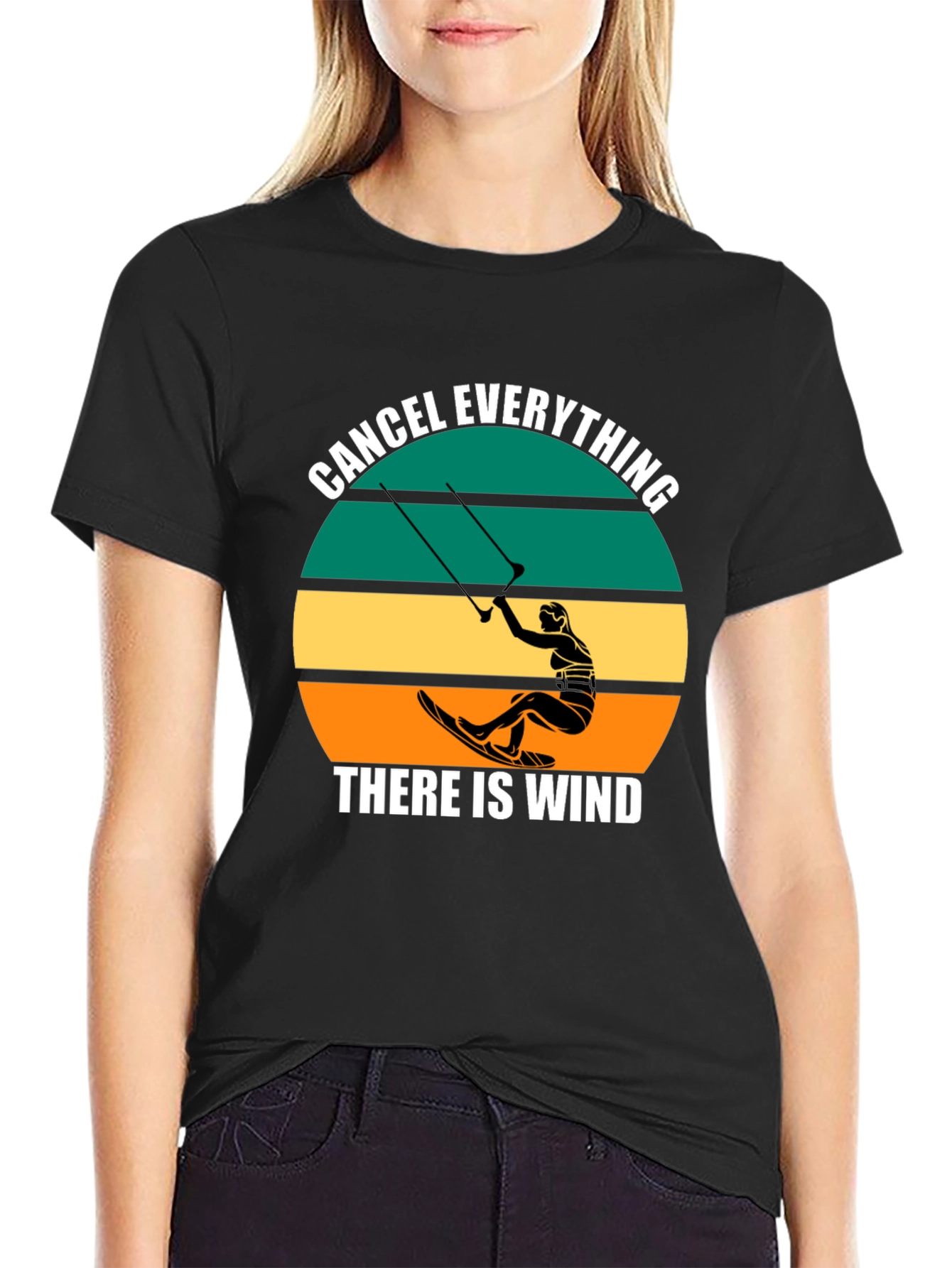 Black Cancel Everything Kitesurfing T-Shirt view 2