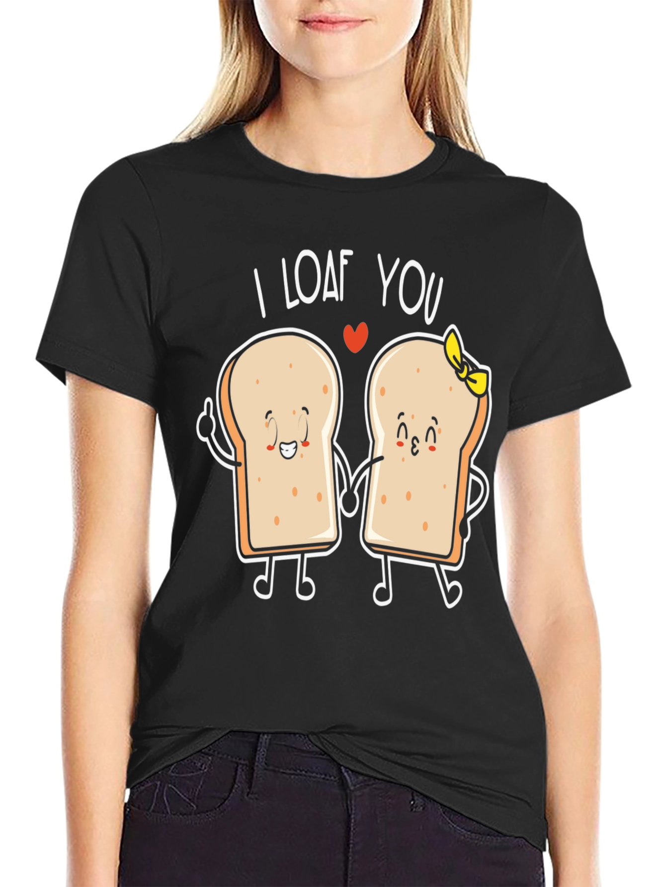 Black I Loaf You Graphic Tee - Bread Lovers Gift view 2
