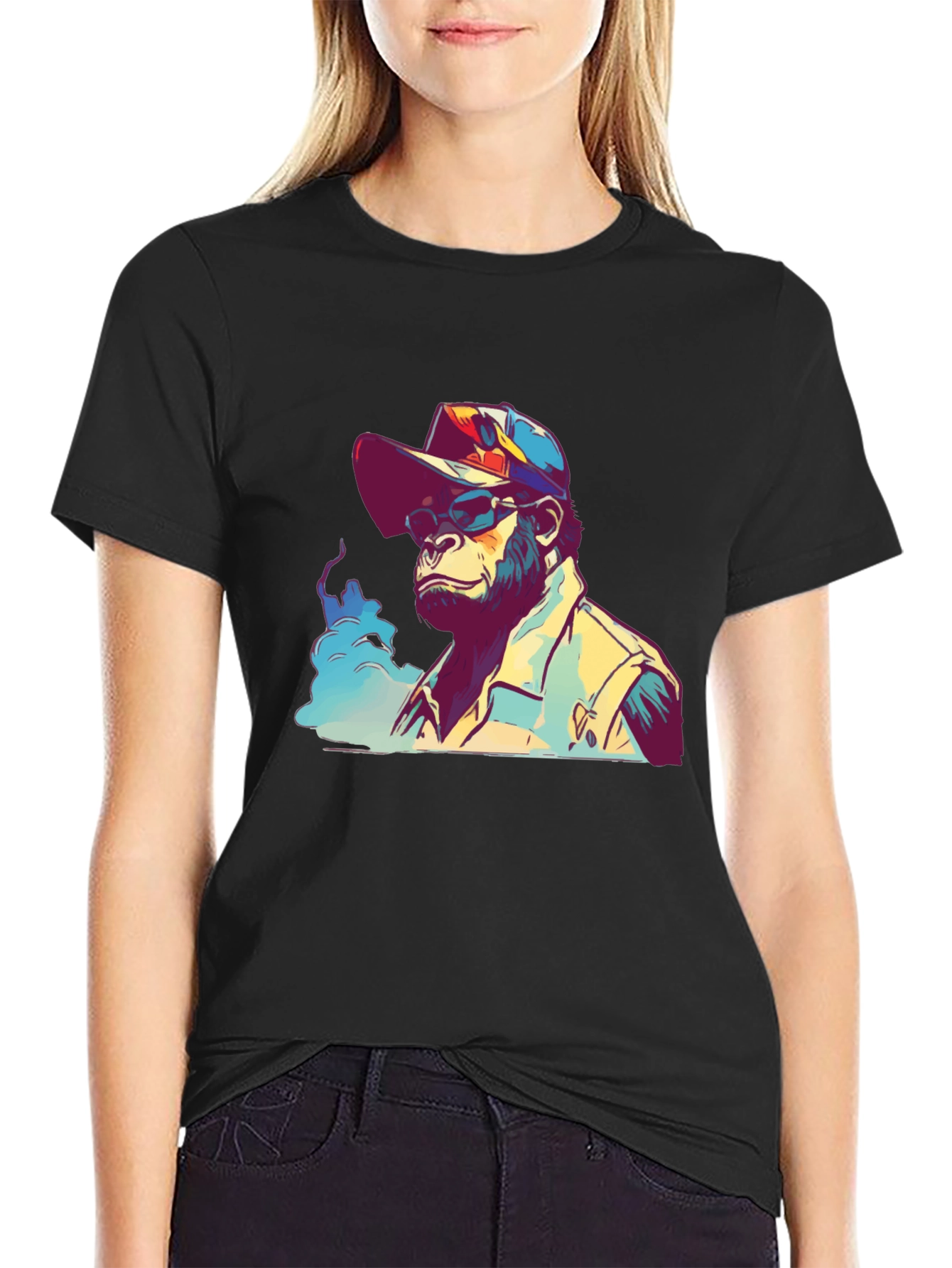 Black Cool Ape Graphic T-Shirt view 2