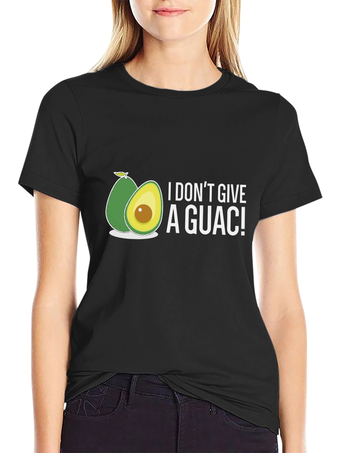 Black I Don't Give A Guac! Funny Avocado Graphic T-Shirt view 2