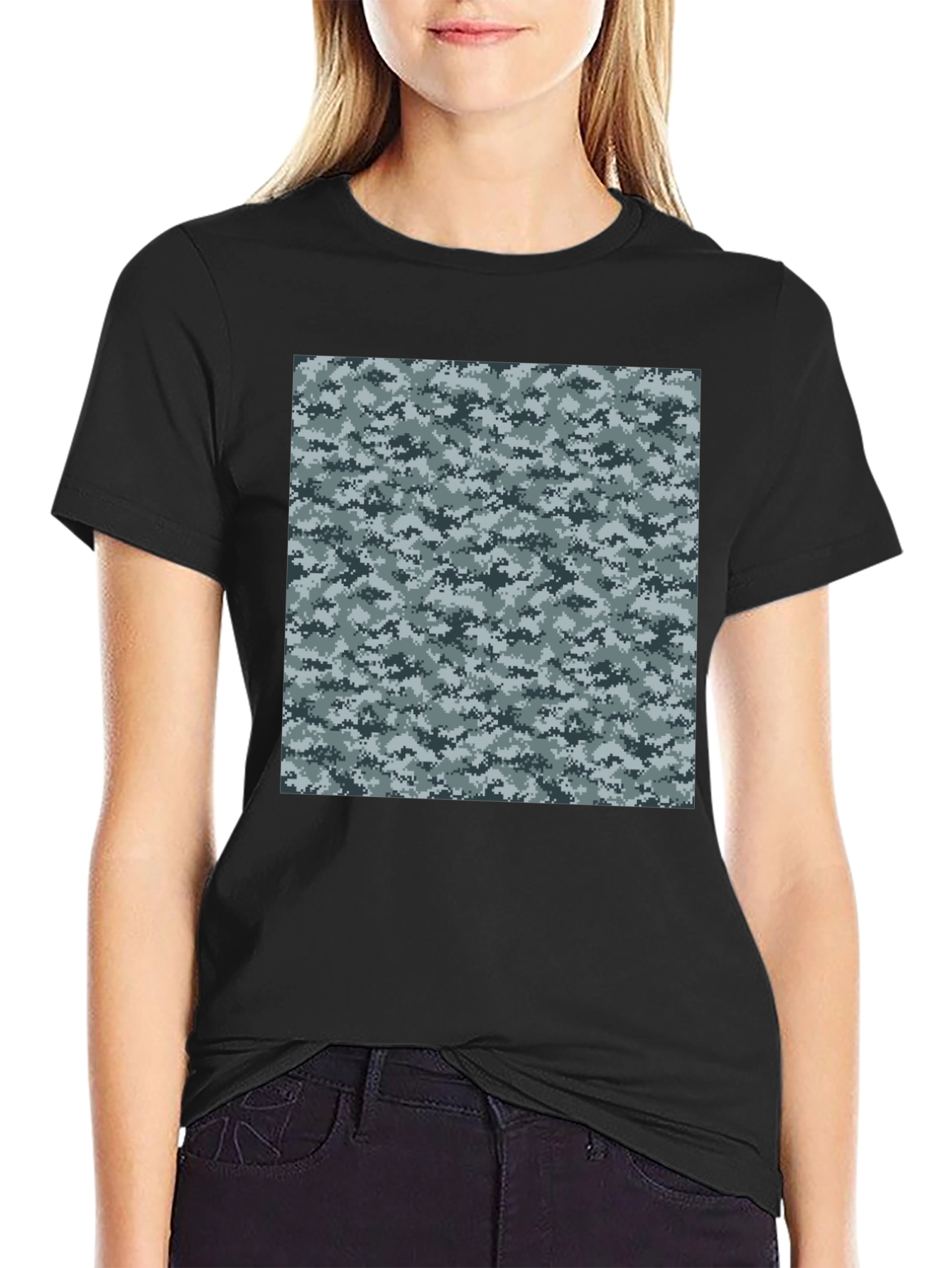Black Urban Camo T-Shirt: Black Cotton Blend view 2