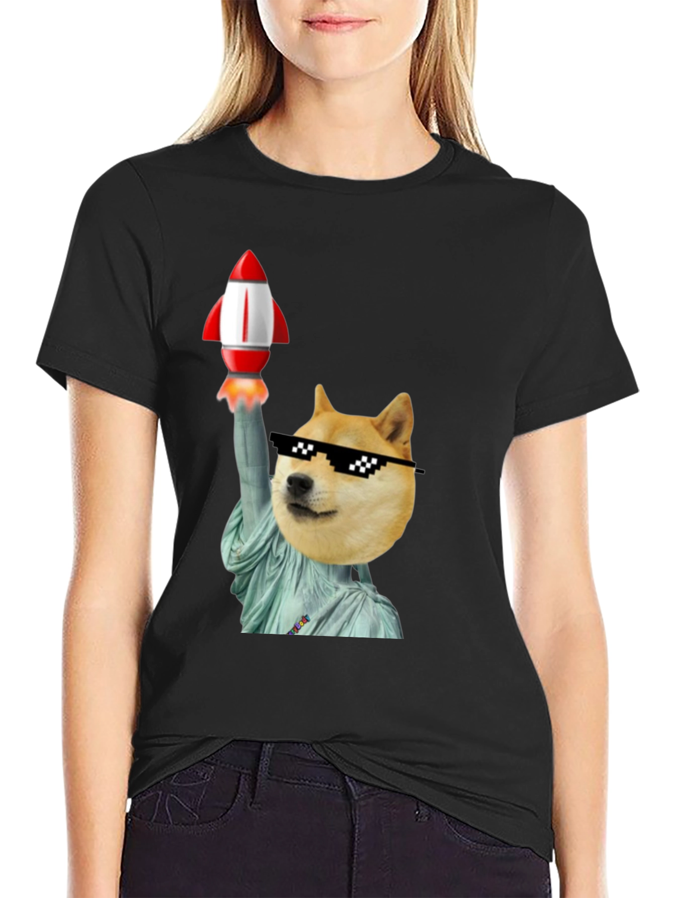 Black Doge Liberty Rocket T-Shirt view 2