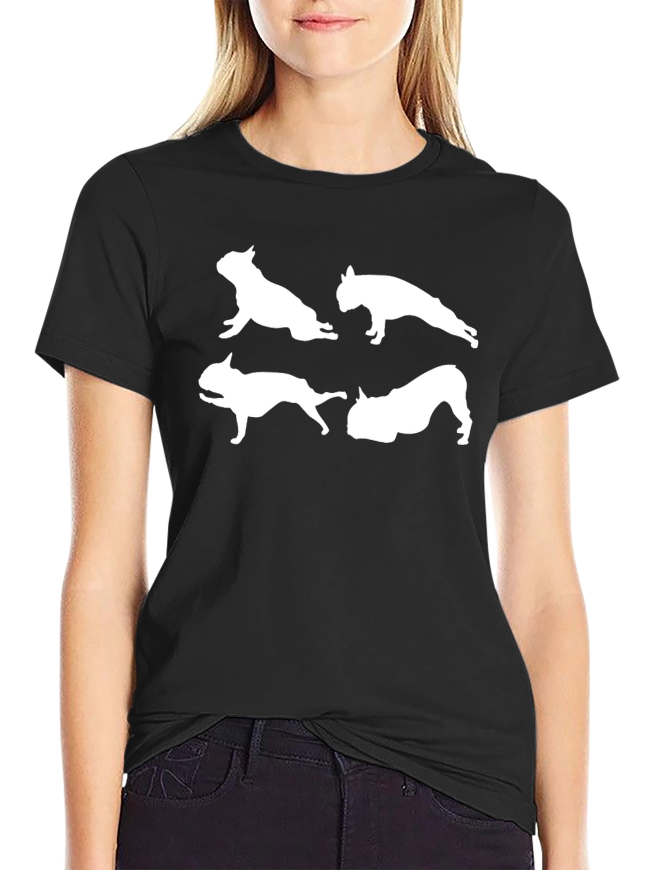 Black Dog Silhouette Graphic Tee - Black Crew Neck Shirt view 2
