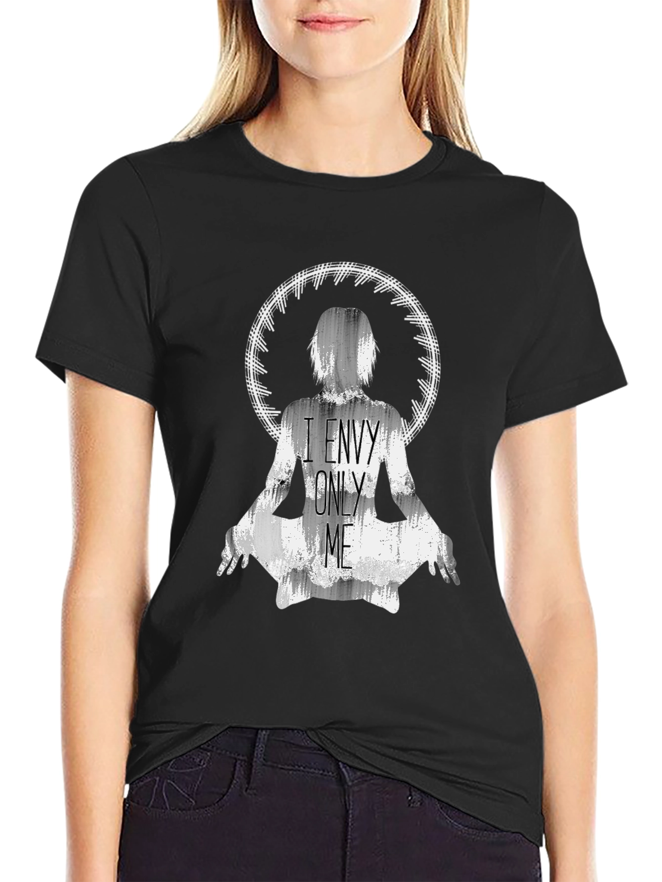 Black I Envy Only Me T-Shirt - Black Cotton Blend view 2