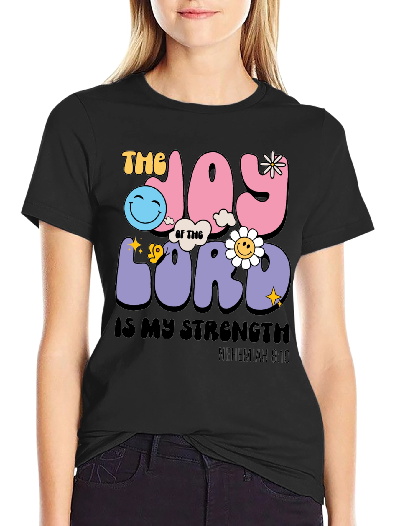 Black Joy of the Lord Christian Graphic Tee view 2
