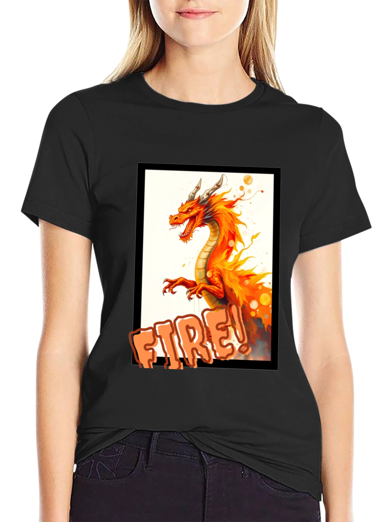 Black Fiery Dragon T-Shirt - Unleash the Dragon! view 2