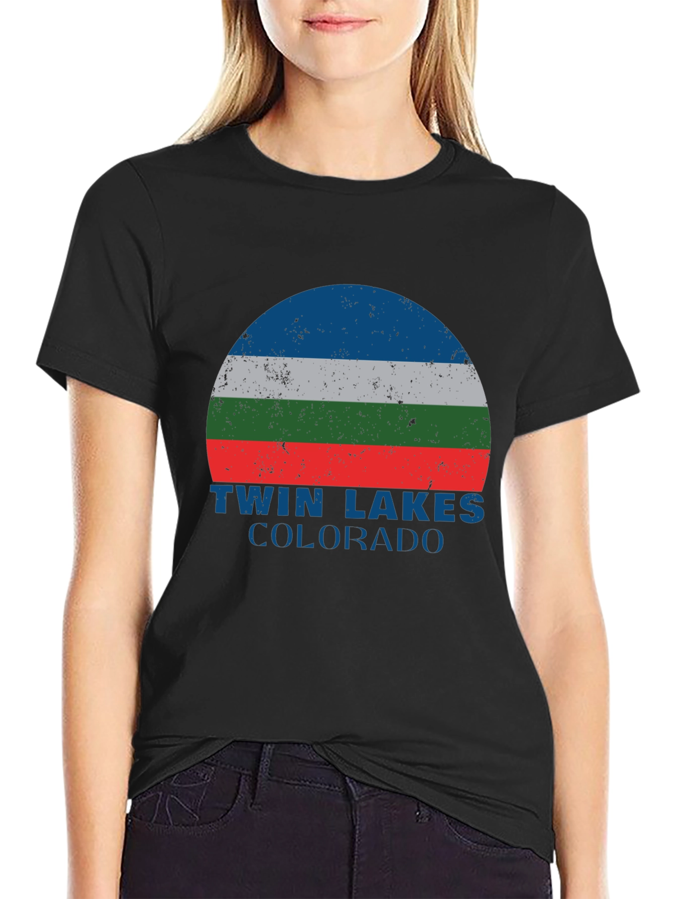 Black Twin Lakes Colorado Graphic T-Shirt view 2