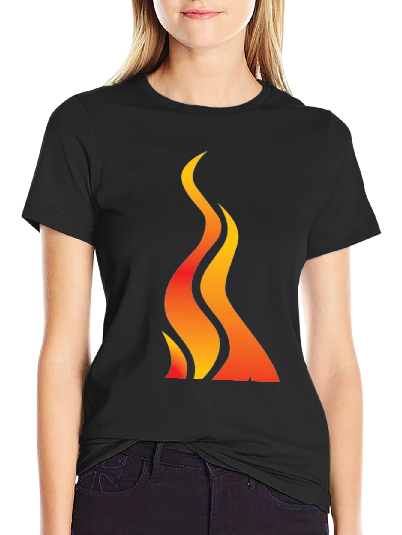 Black Flame Graphic Black T-Shirt view 2