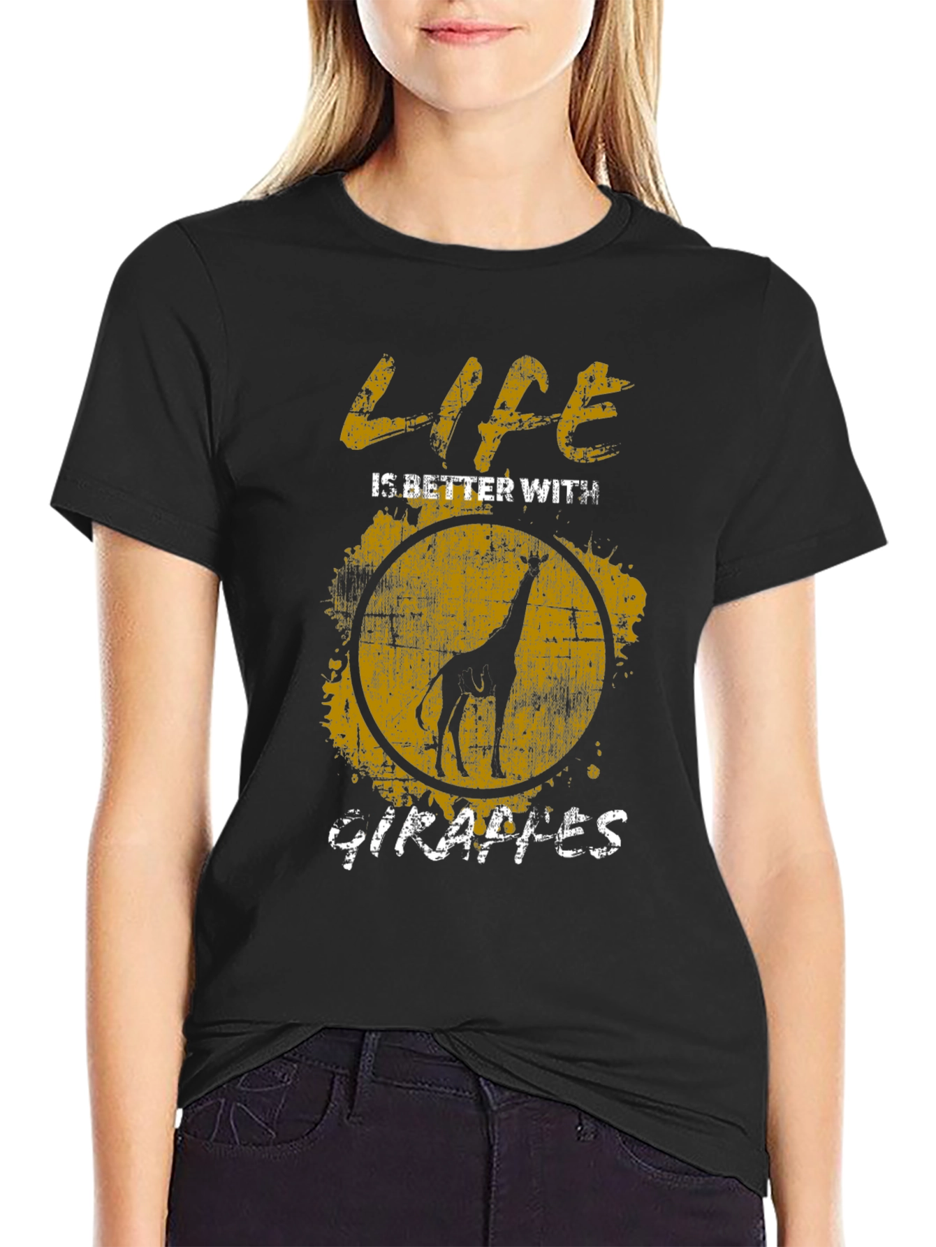 Black Life is Better with Giraffes T-Shirt view 2