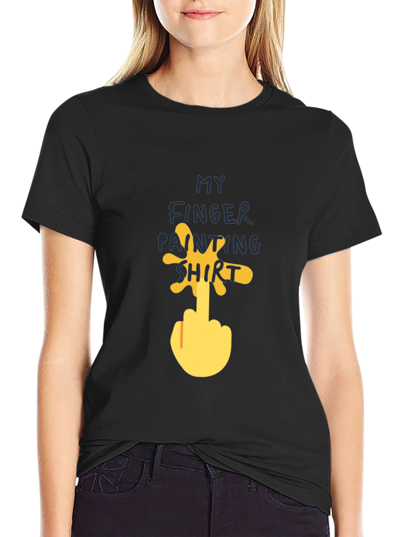 Black Finger Painting Shirt - Funny Humor Tee view 2