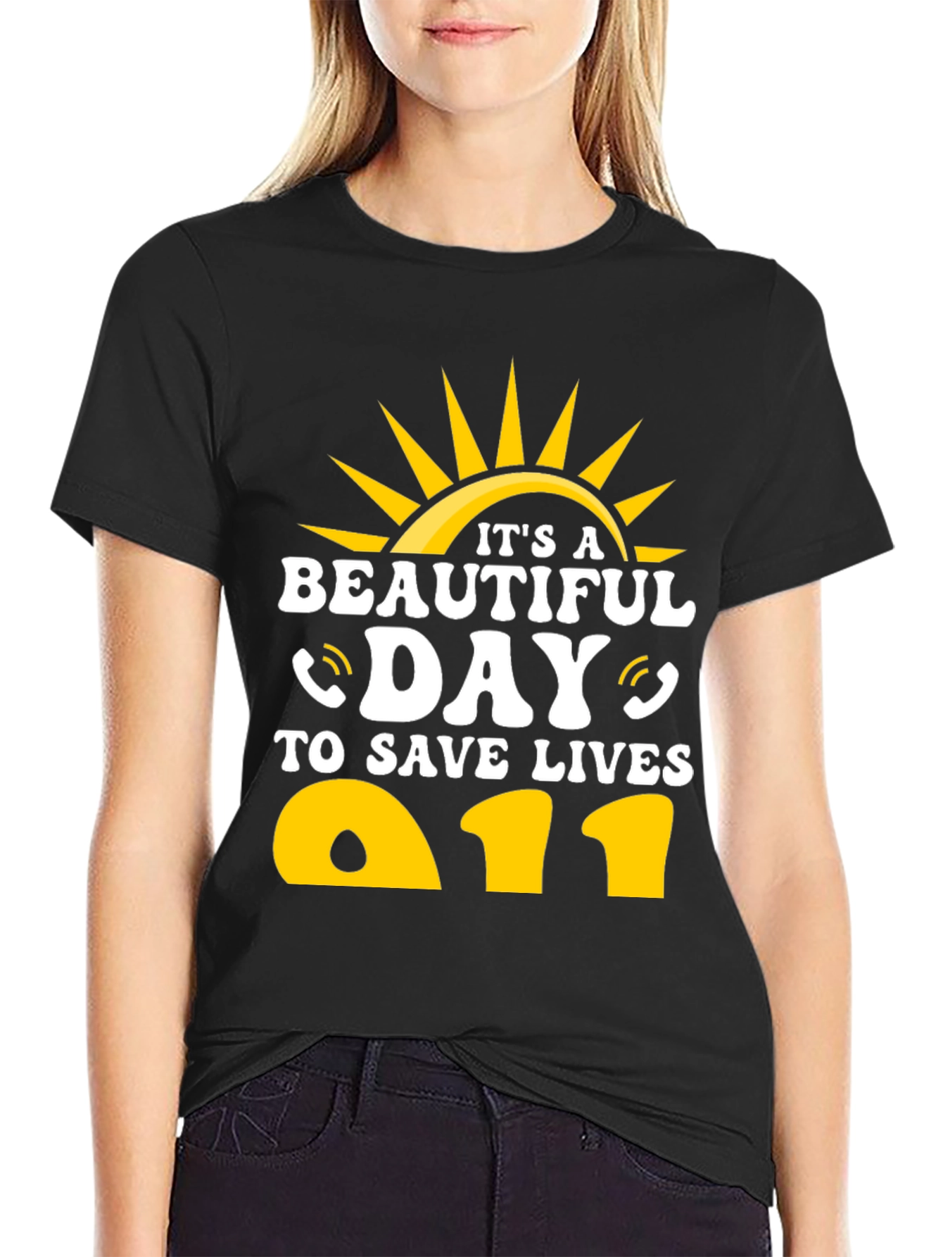 Black It's A Beautiful Day To Save Lives T-Shirt view 2
