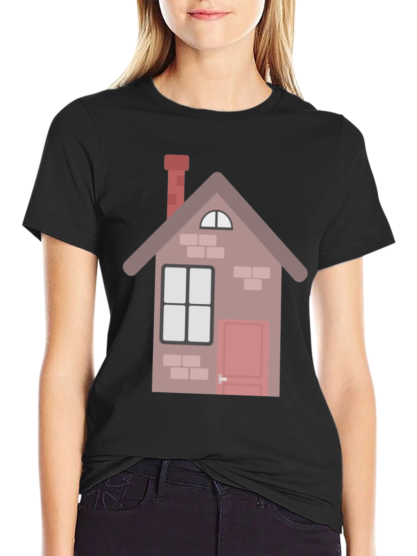 Black House Graphic Tee - Black Cotton Blend view 2