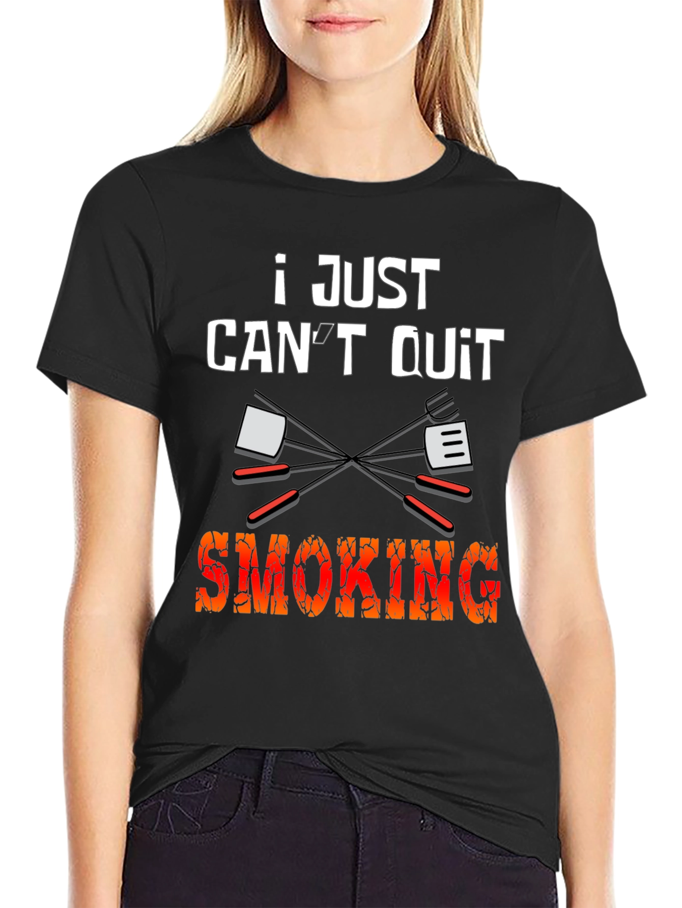 Black I Just Can't Quit Smoking BBQ T-Shirt view 2