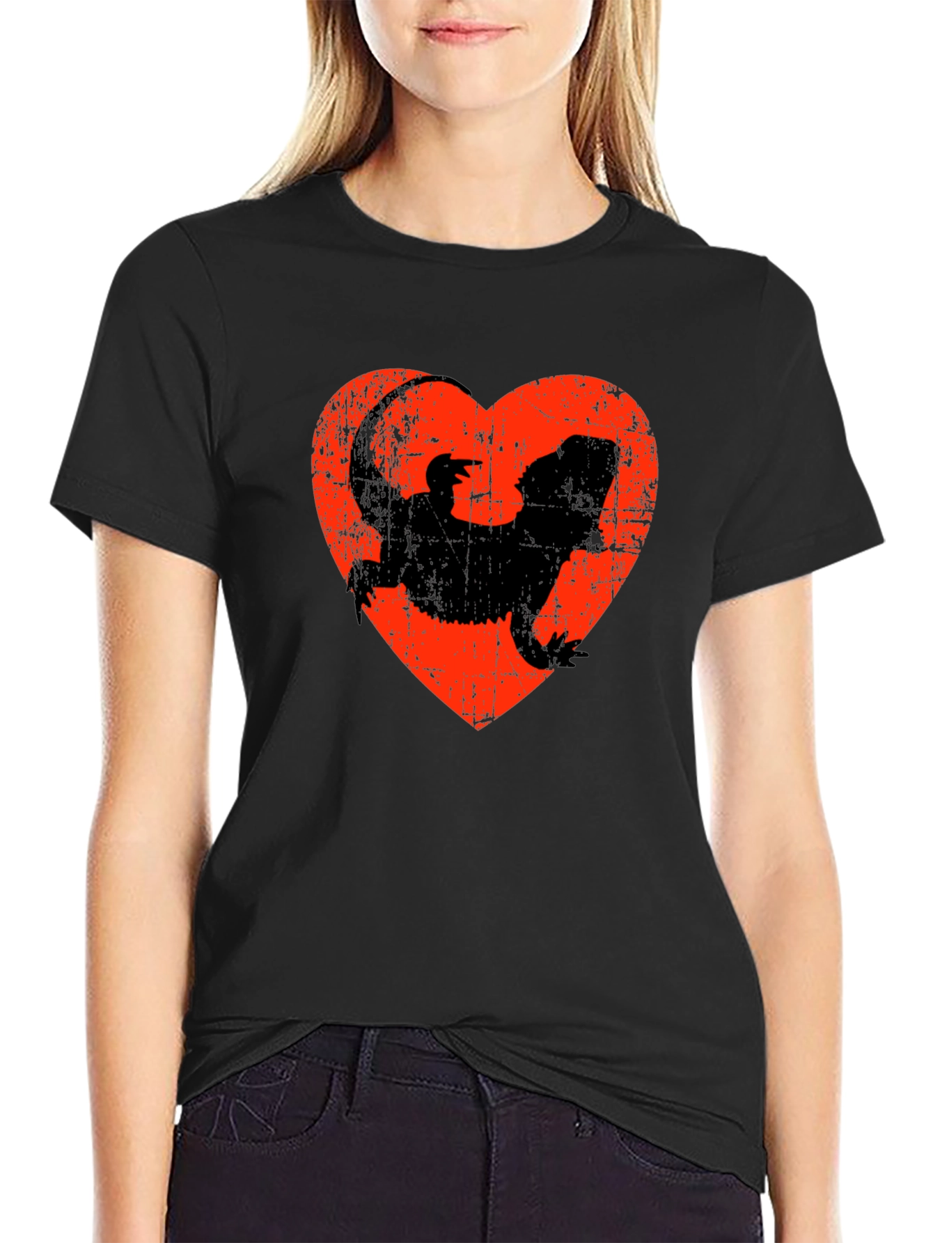 Black Bearded Dragon Heart T-Shirt - Reptile Lover Gift view 2