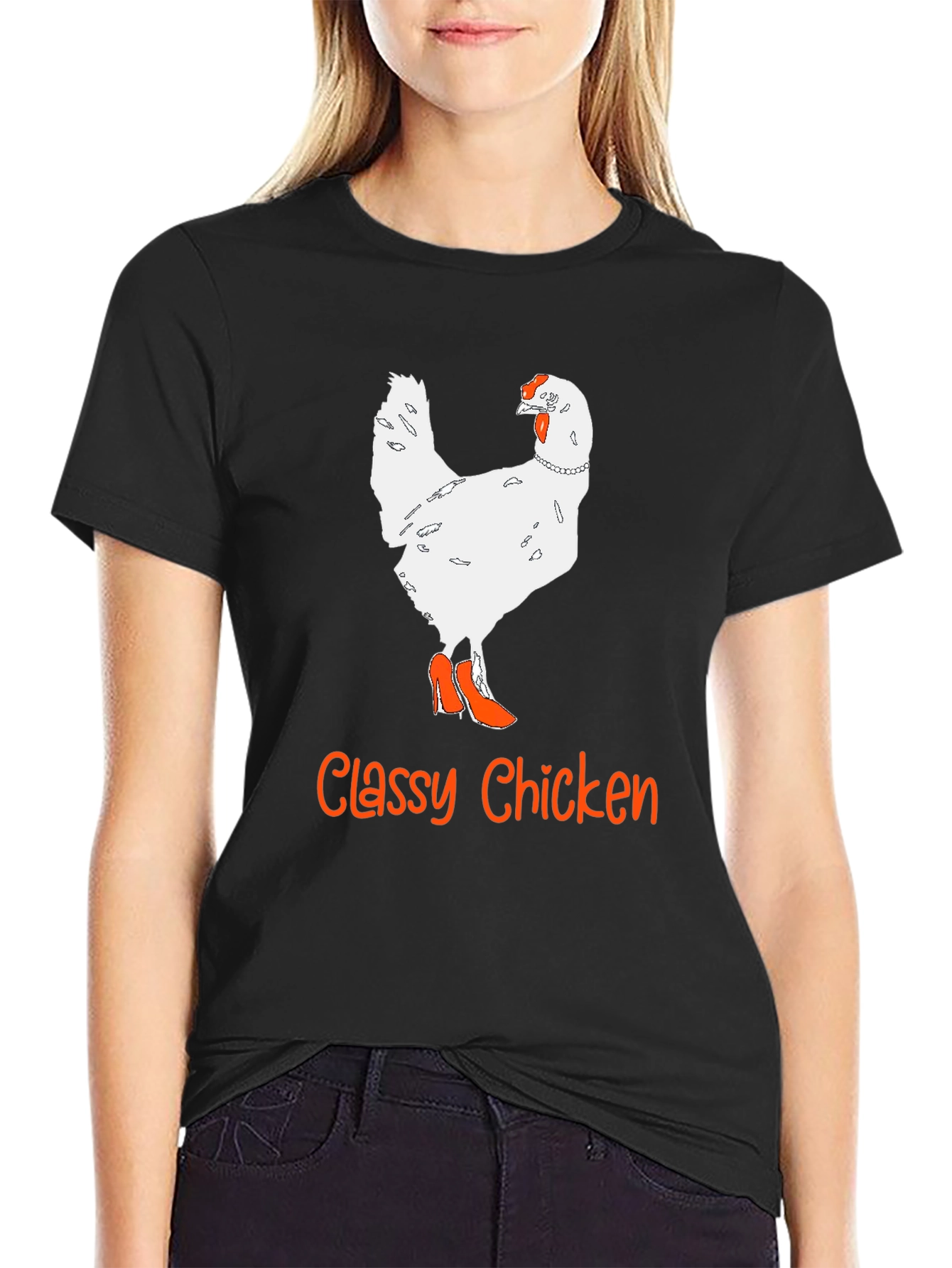 Black Classy Chicken T-Shirt - Novelty Animal Graphic Tee view 2