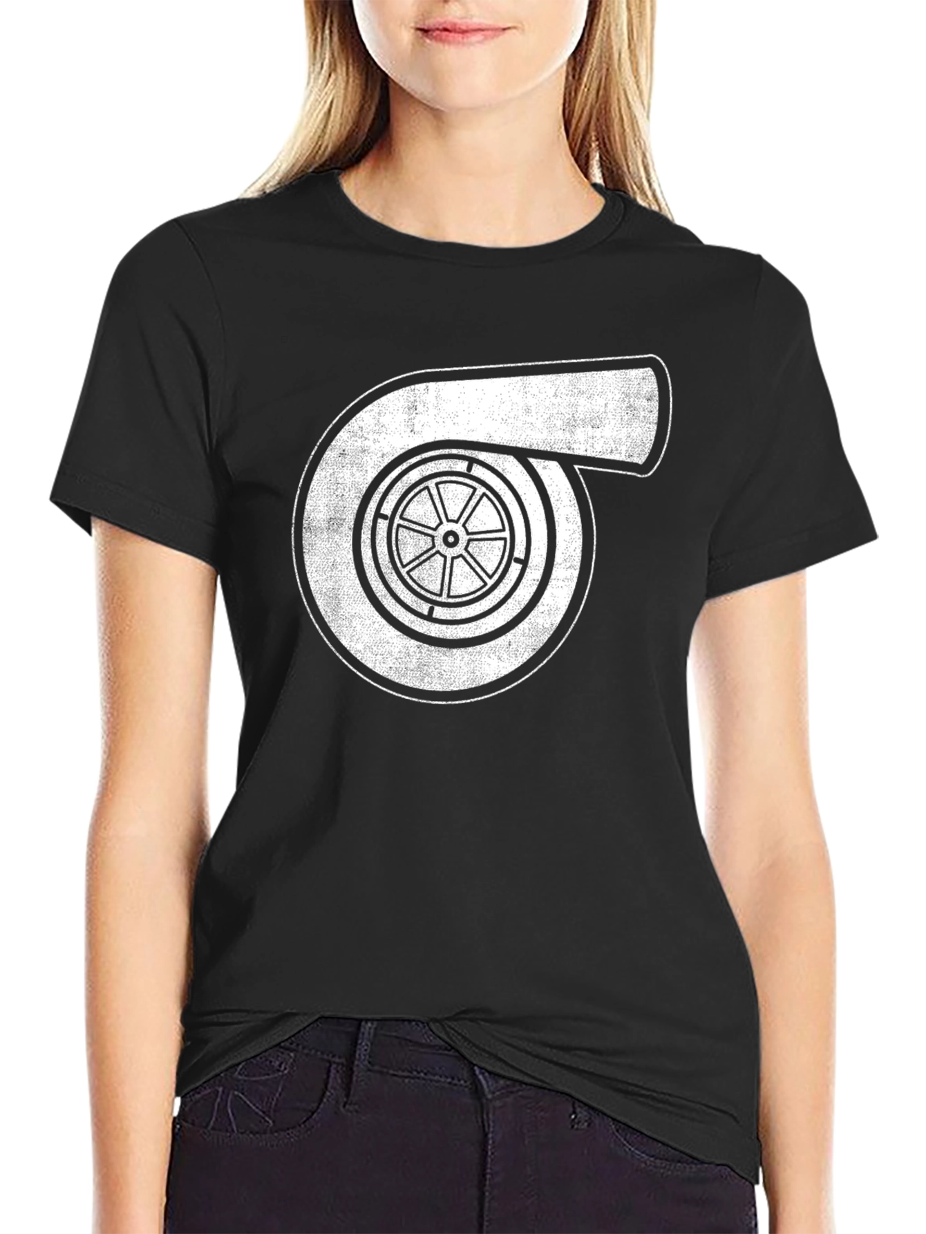 Black Turbocharger Graphic Tee - Black Crew Neck view 2